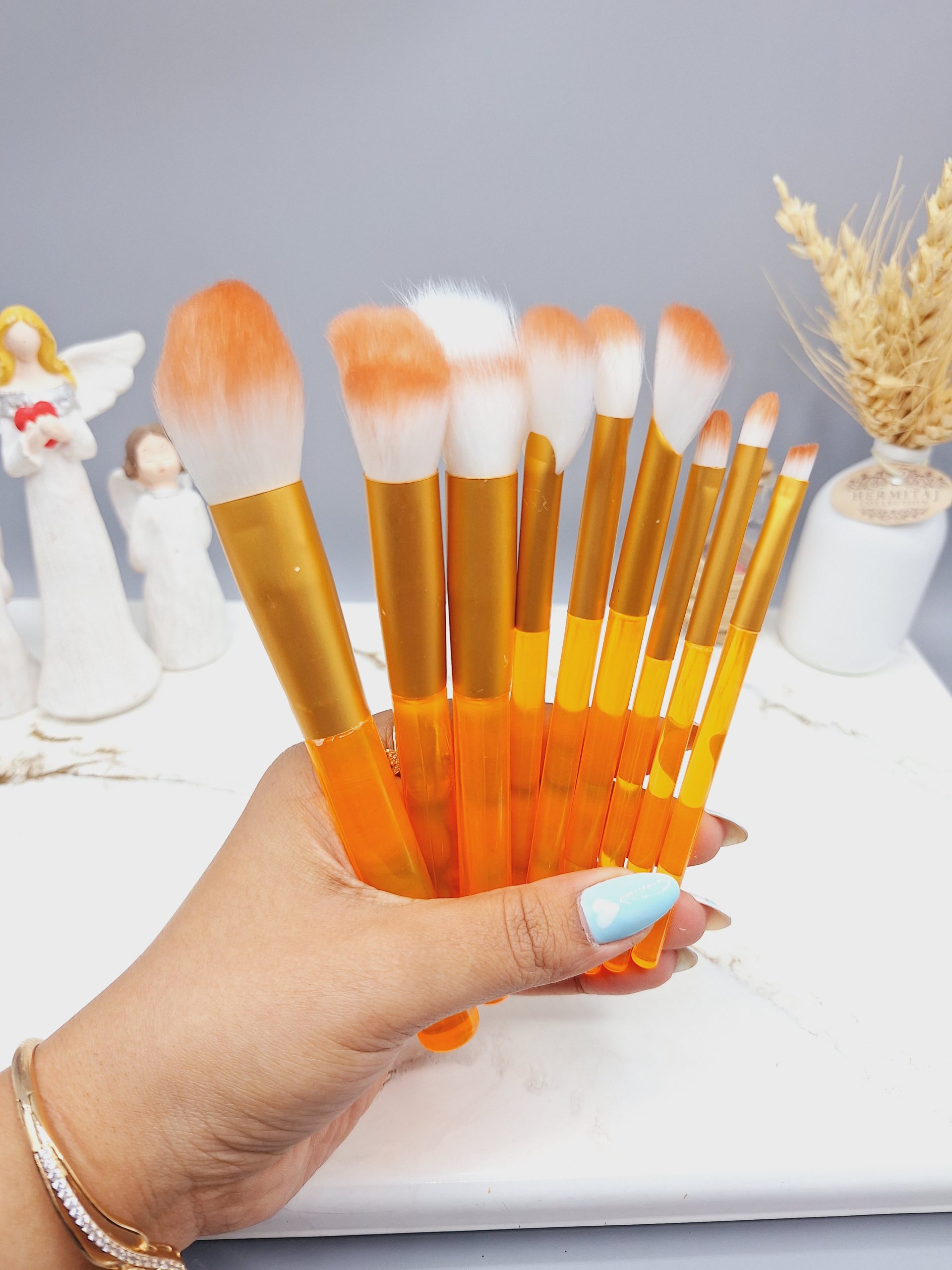 ست براش 8 تیکه شیشه ای رنگ پاستیلی