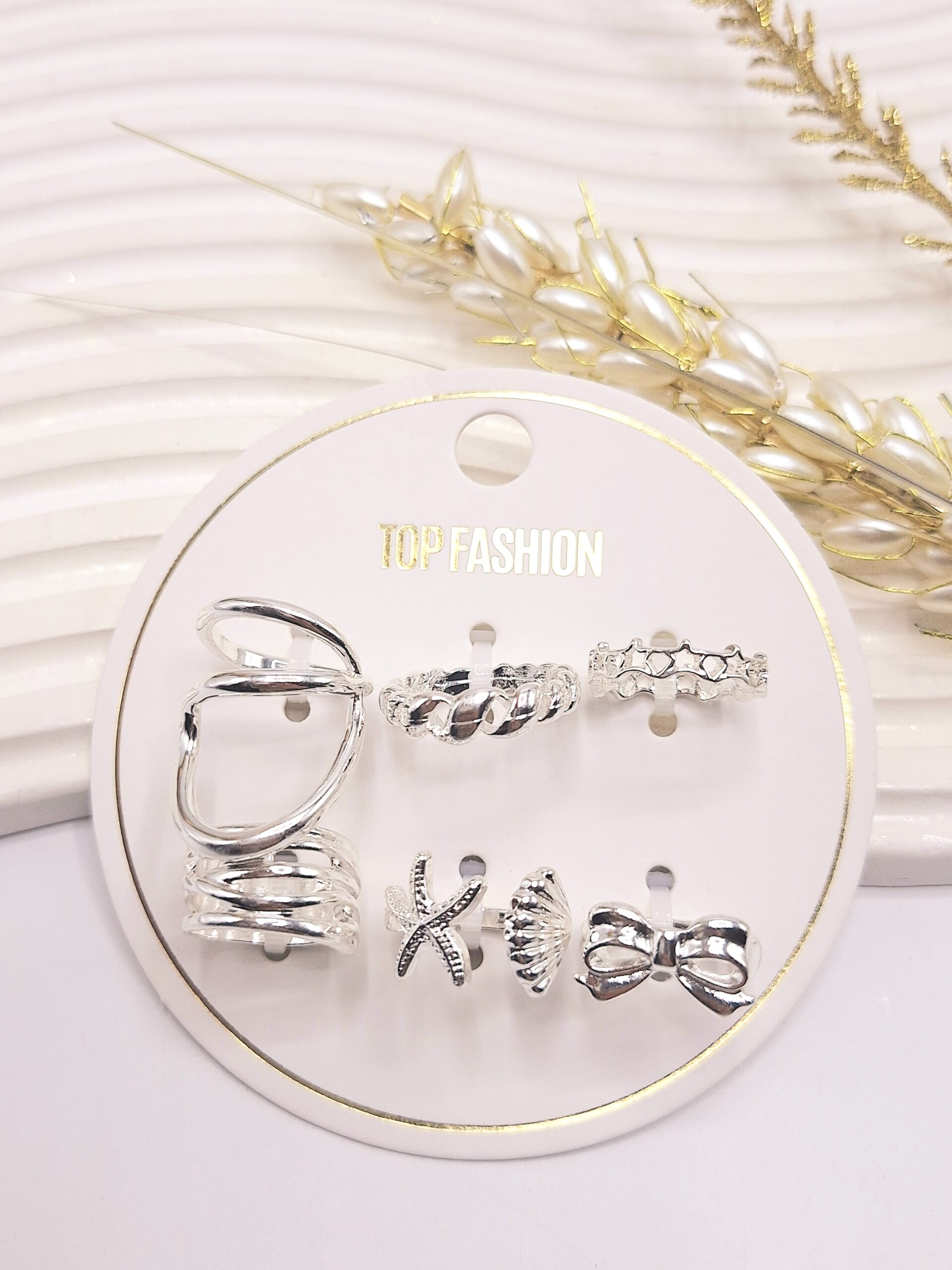 پک انگشتر آبکاری رادیوم طرح شماره 5 رنگ نقره ای