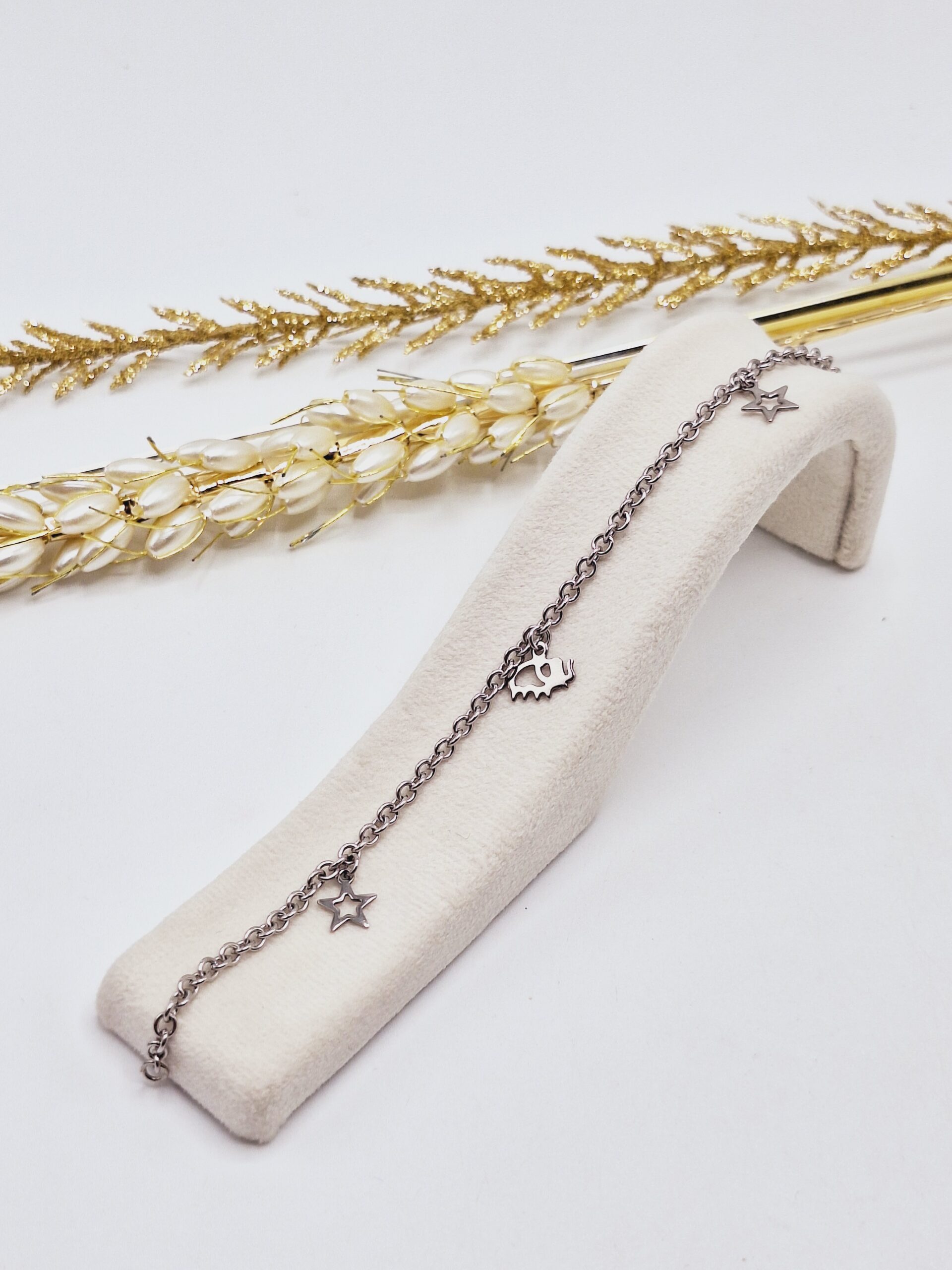 دستبند زنجیری طرح فیل و ستاره استیل