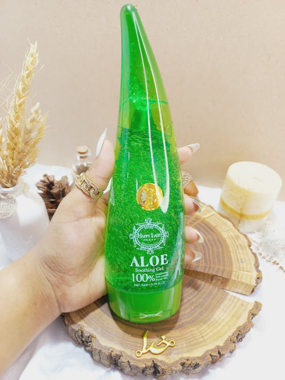 ژل سایز بزرگ 260 میل آبرسان درمانی آلوئه ورا 100% درصد هپی لیدی HAPPY LADY اورجینال ایتالیا کد HL305