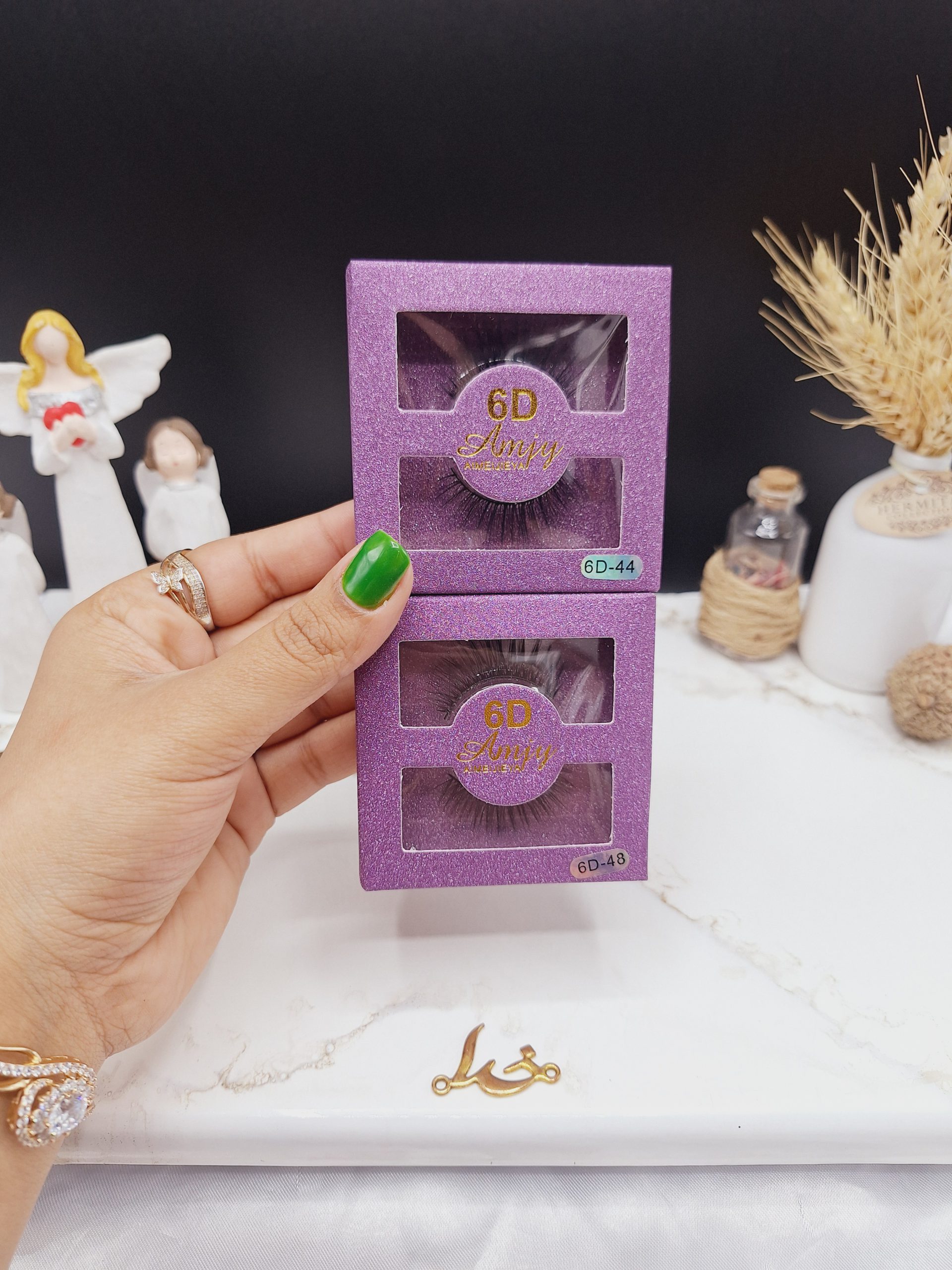 مژه مصنوعی 6 بعدی کارتن بنفش برند Amjy کد JY_001