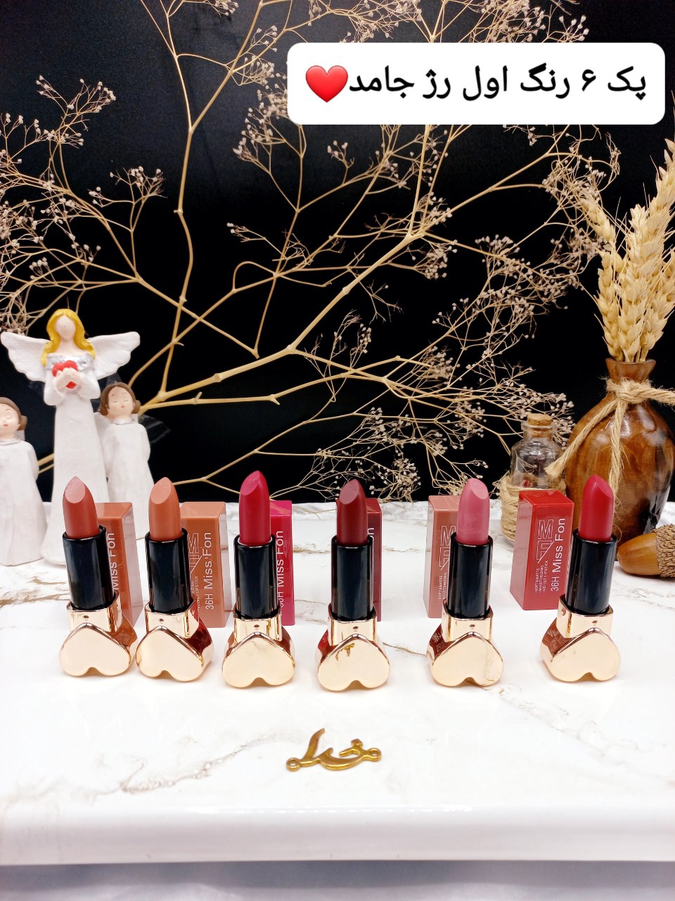 پک 6 تایی رژ جامد ضد آب 24 ساعته برند MISS FON کد ST960