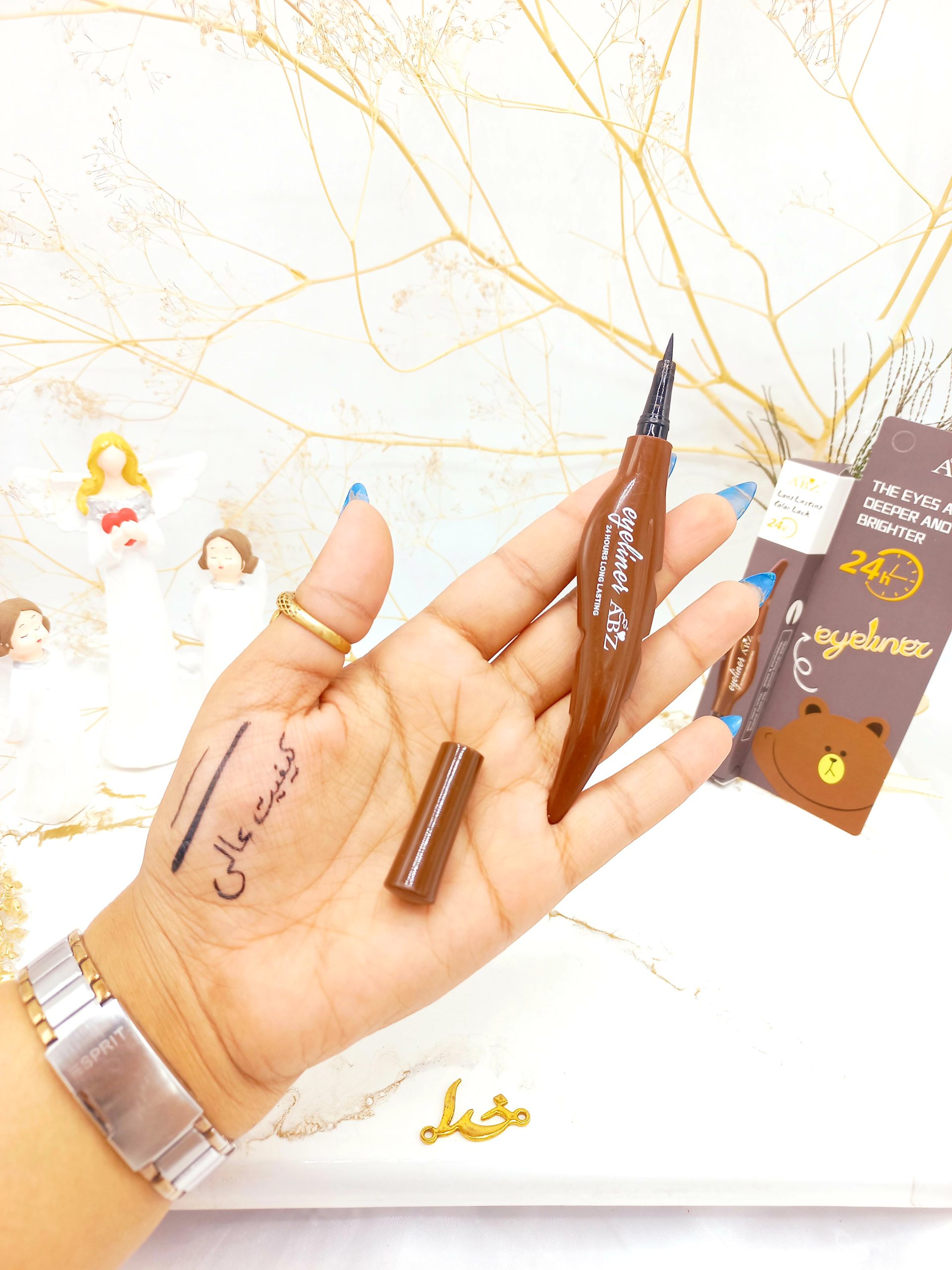 خط چشم مشکی پرطرفدار 24 ساعته میشا طرح پر (خرس)  کیفیت عالی کد KDF1129B