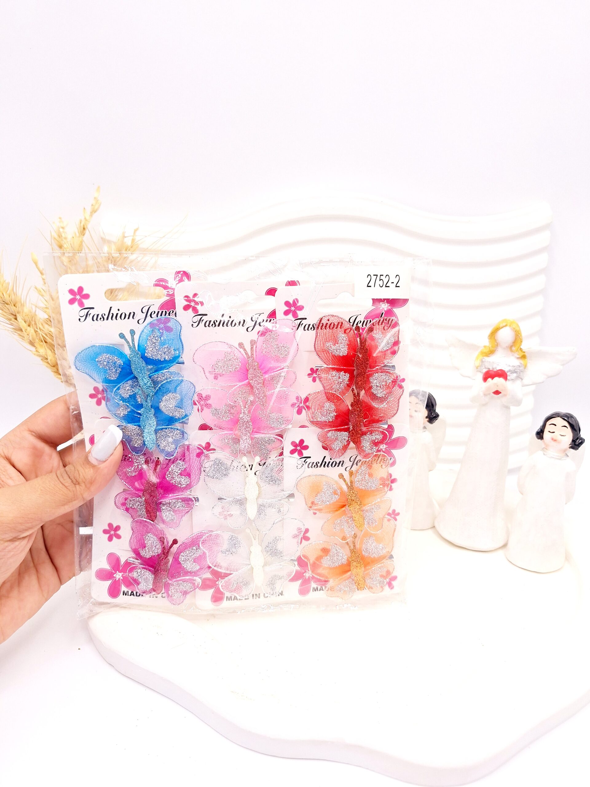 گیره مو کارتی پروانه شاین دار کد 2752-2