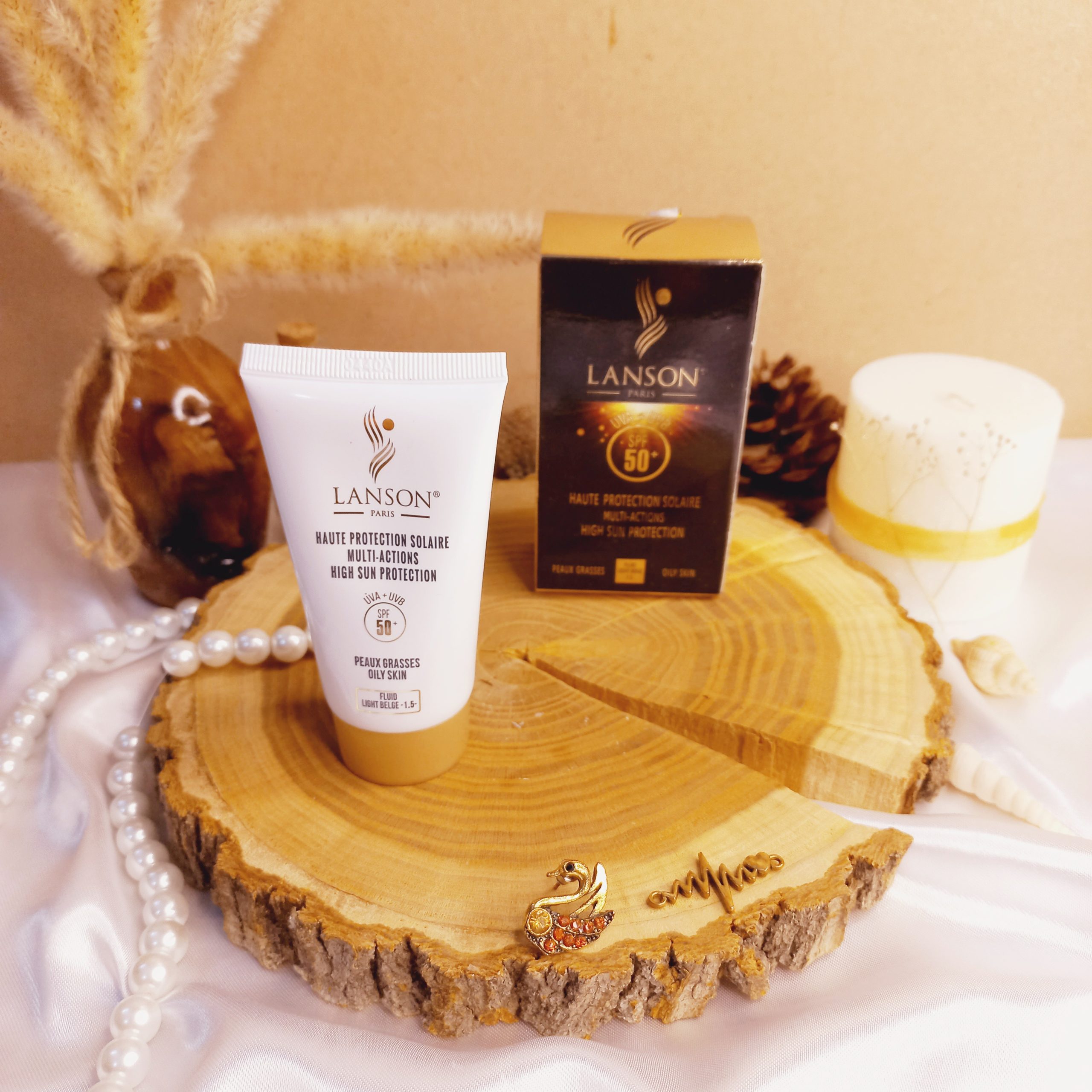 ضد آفتاب کرم پودری رنگی لانسون اصلی SPF 50 کد0066