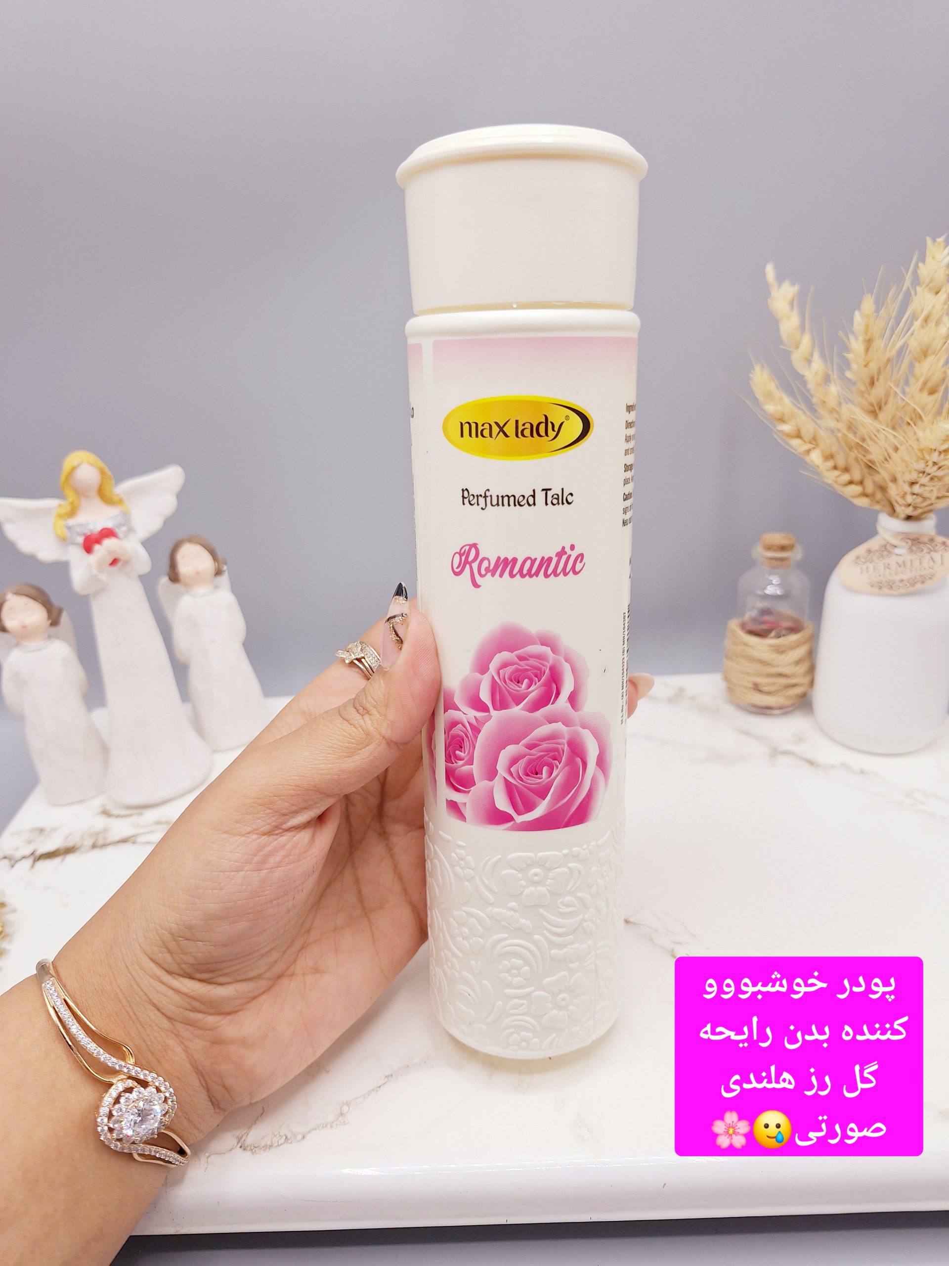 پودر خوشبو کننده بدن 250  گرمی رایحه گل رز صورتی مکس لیدی Max lady