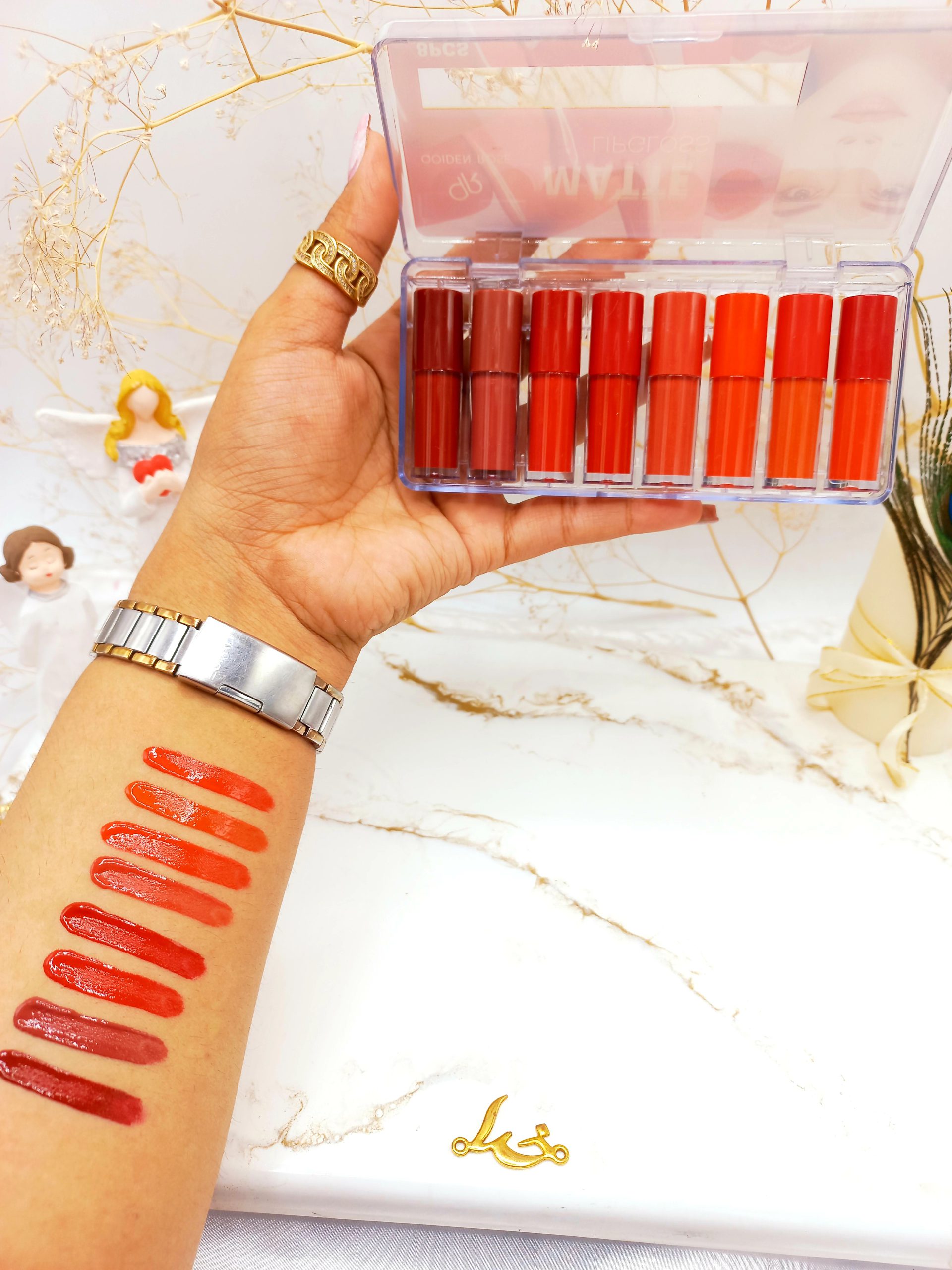 پک 8 تایی رژ مایع مات 24 ساعته QOIDEN ROSE