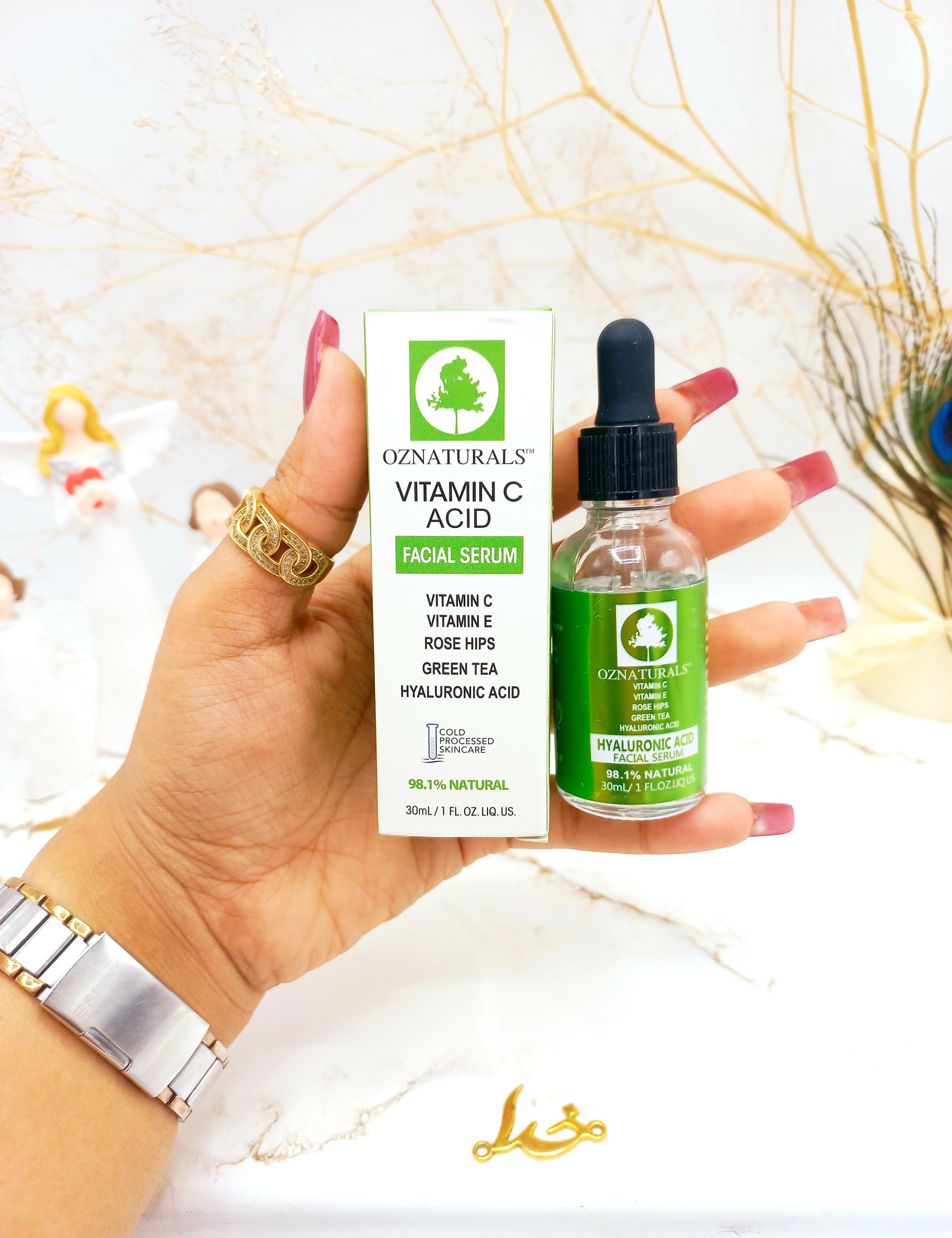 سرم مراقبتی ویتامین سی و هیالورونیک اسید OZNATURALS