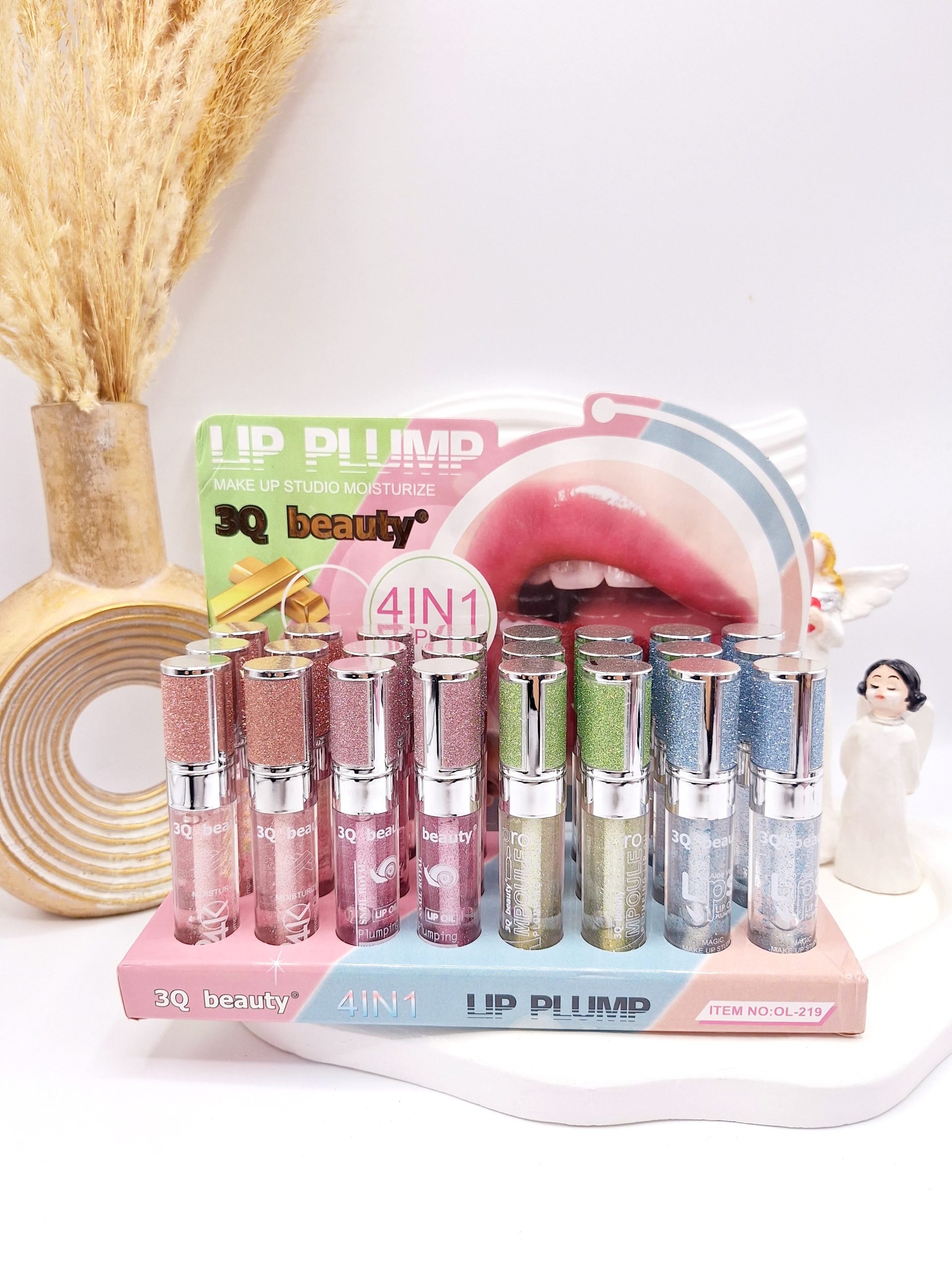 برق لب شاین دار رنگی برند 3Q beauty کد 219