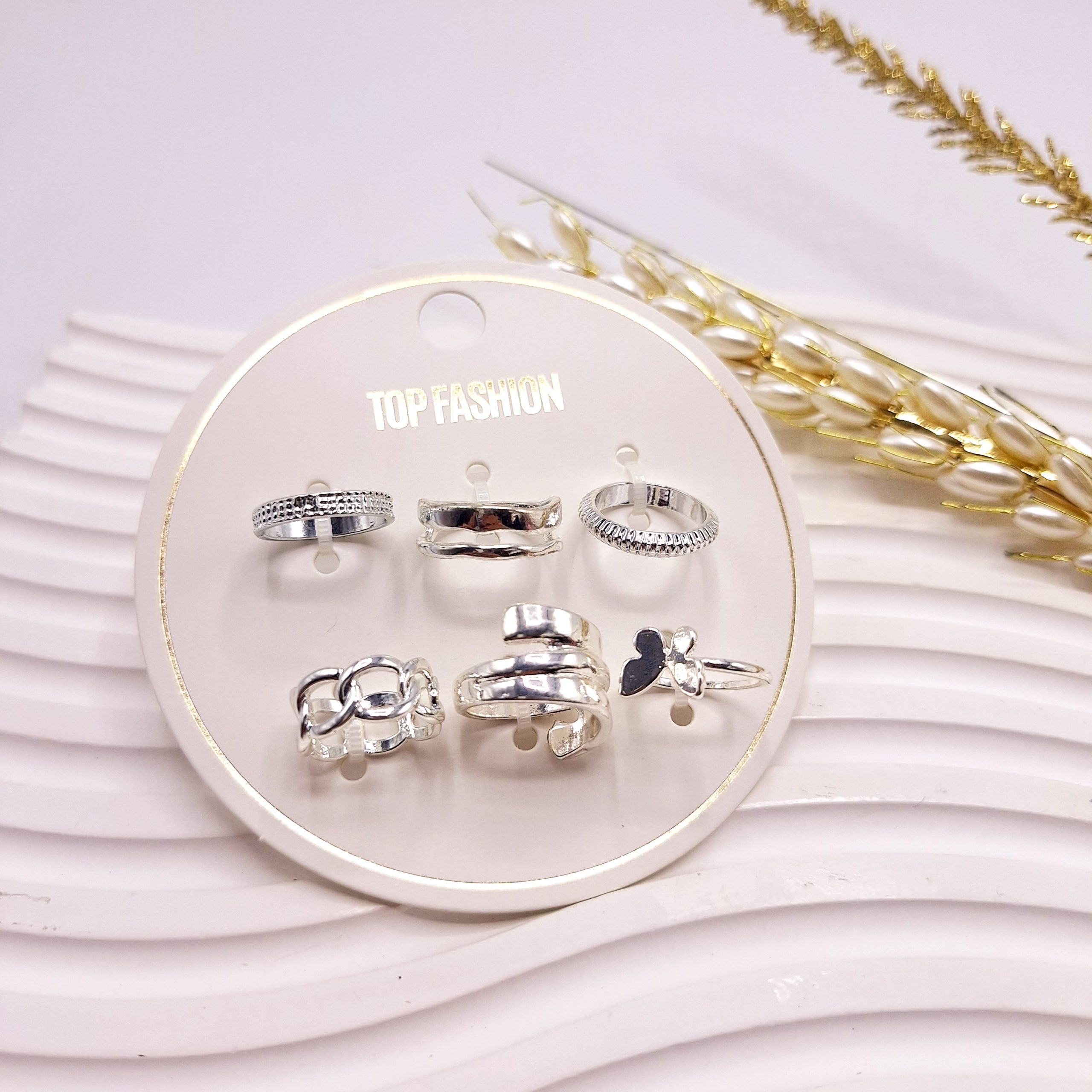 پک انگشتر 6 تایی رادیوم پروانه ای نقره ای