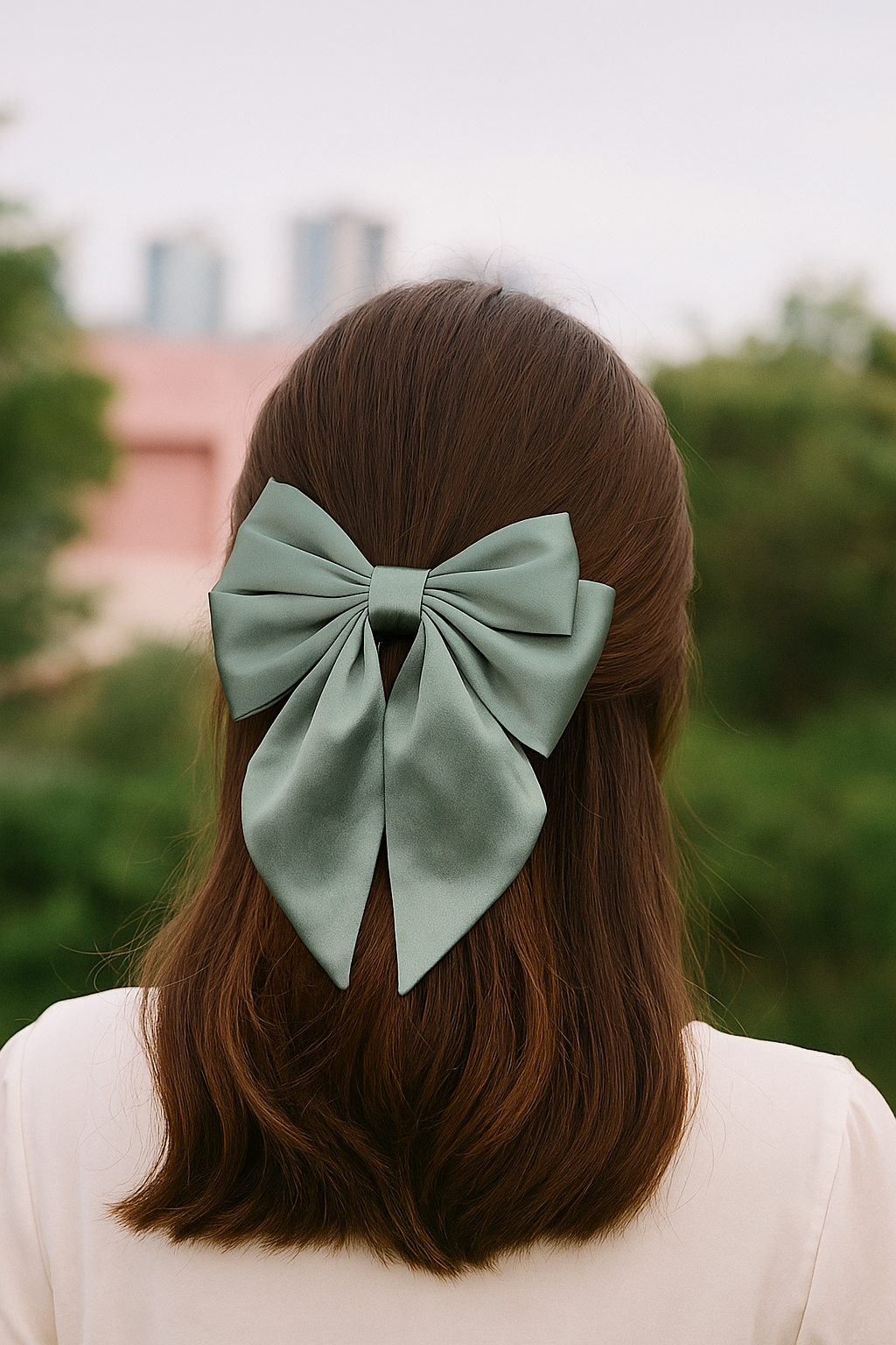 گیره یا گلسر مو فرانسوی طرح پاپیون جنس ساتن با کیفیت (رنگ سدری)