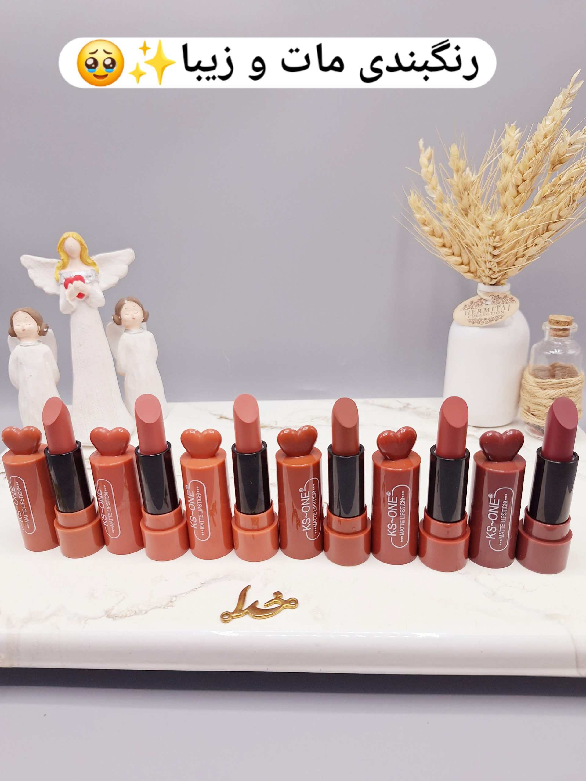 پک رژ جامد 6تایی خوش رنگ و مات طرح قلب کد 35008