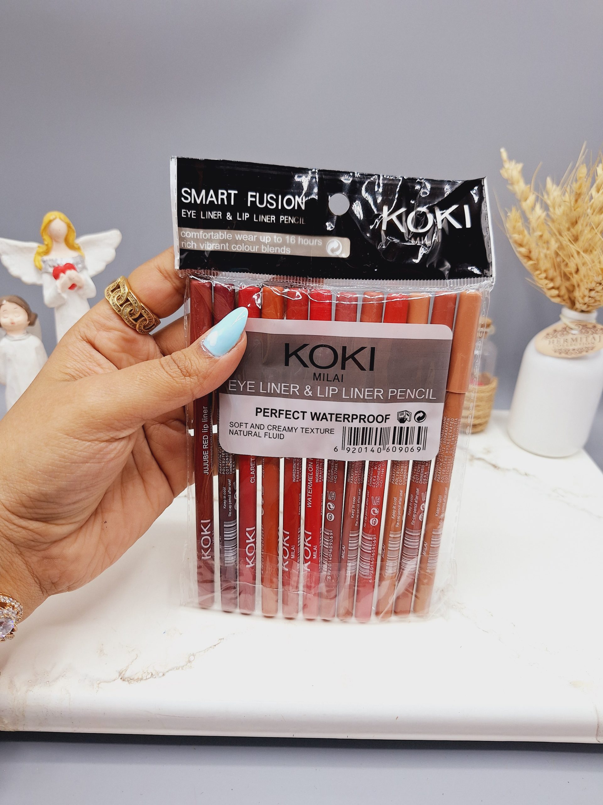 پک 12 تایی خط لب برند KOKI ضد آب کد 9069