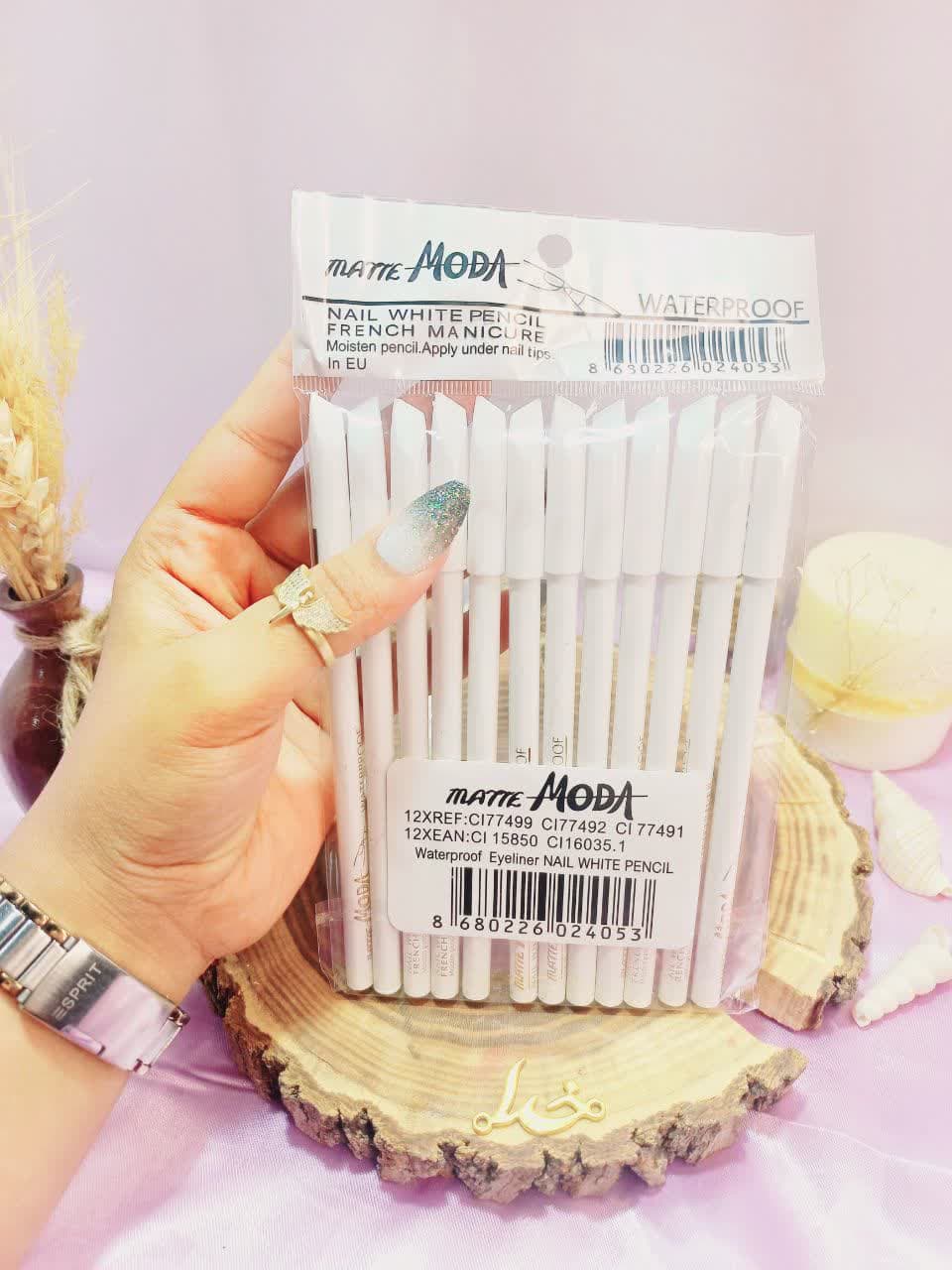 مداد چشم سفید شمعی ضدآب و بدون سرب مات مدا MATTE MODA اصلی