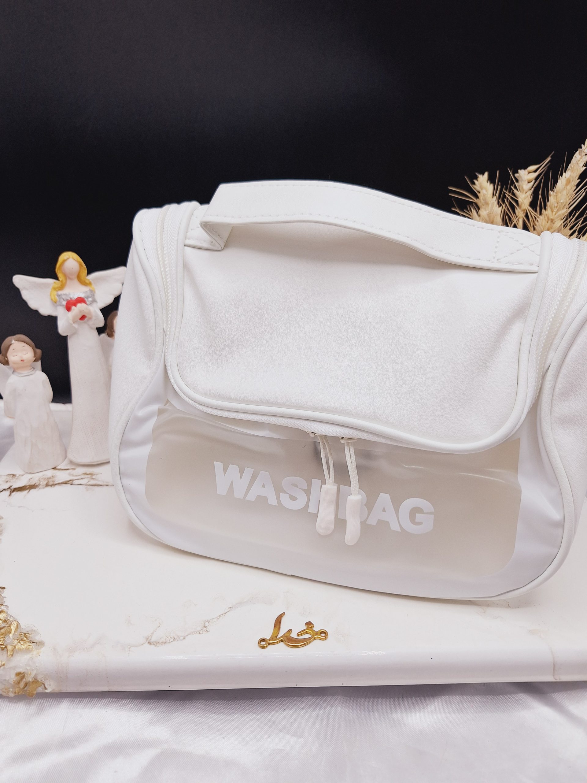 کیف آرایشی واشبگ بیضی سفید  سایز بزرگ WASHBAG