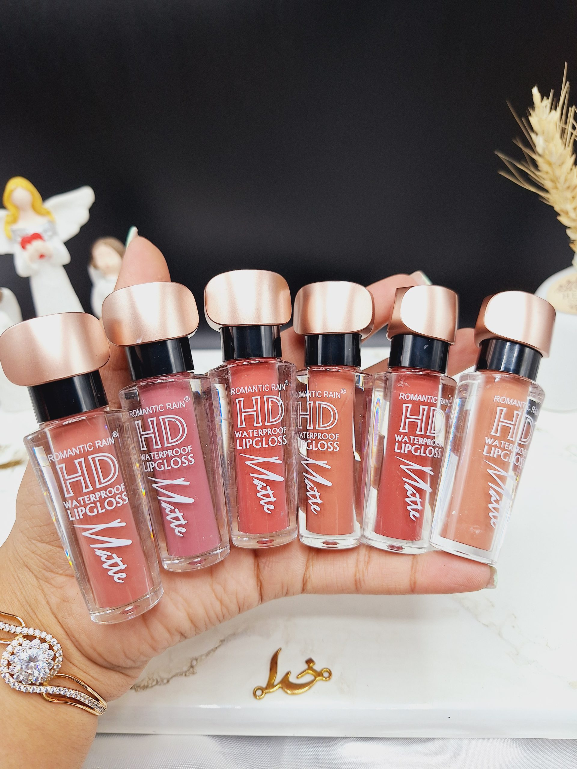 پک 6تایی رژ مایع درب طلایی برند رومانتیک رین ROMANTIC RAIN کد R269