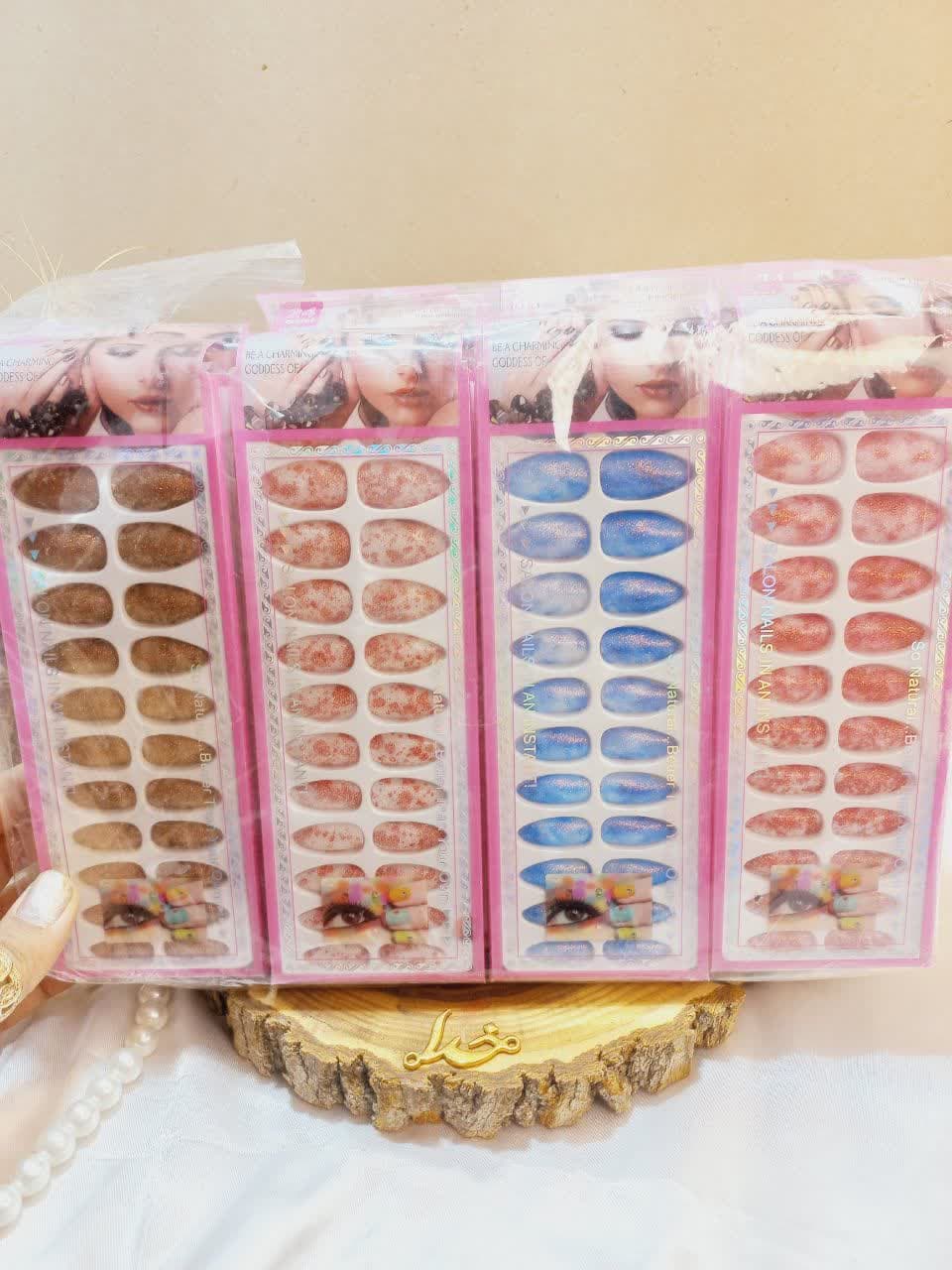 ناخن مصنوعی شاین رنگی نوک تیز 24 عددی کد 0130