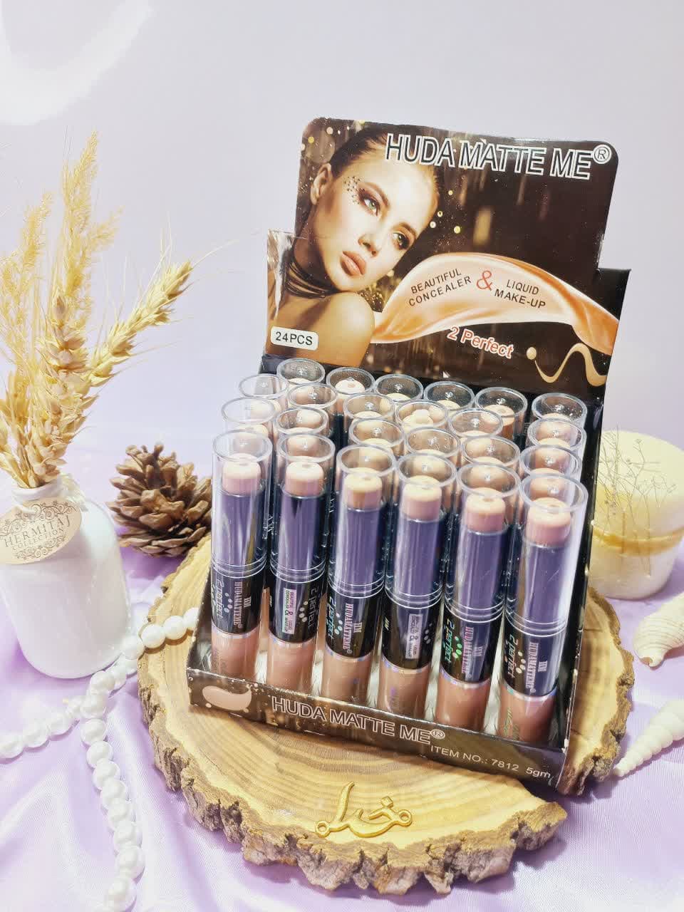 کانسیلر دو سر جامد و مایع پرطرفدار هدی مات می HUDA MATTE ME کد 7812