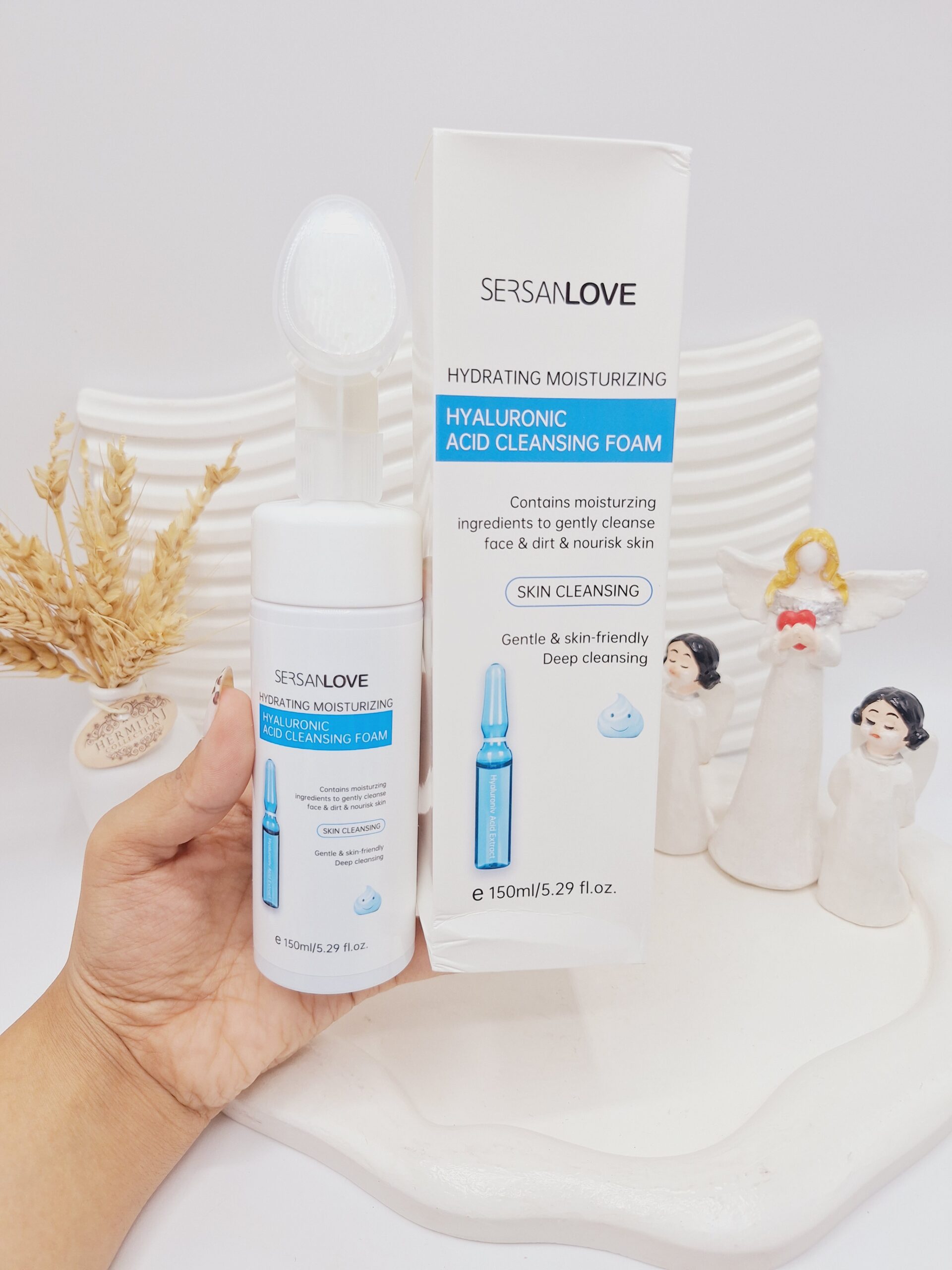 فوم شستشو صورت براش دار هیالورونیک اسید سرسان لاو کد4726