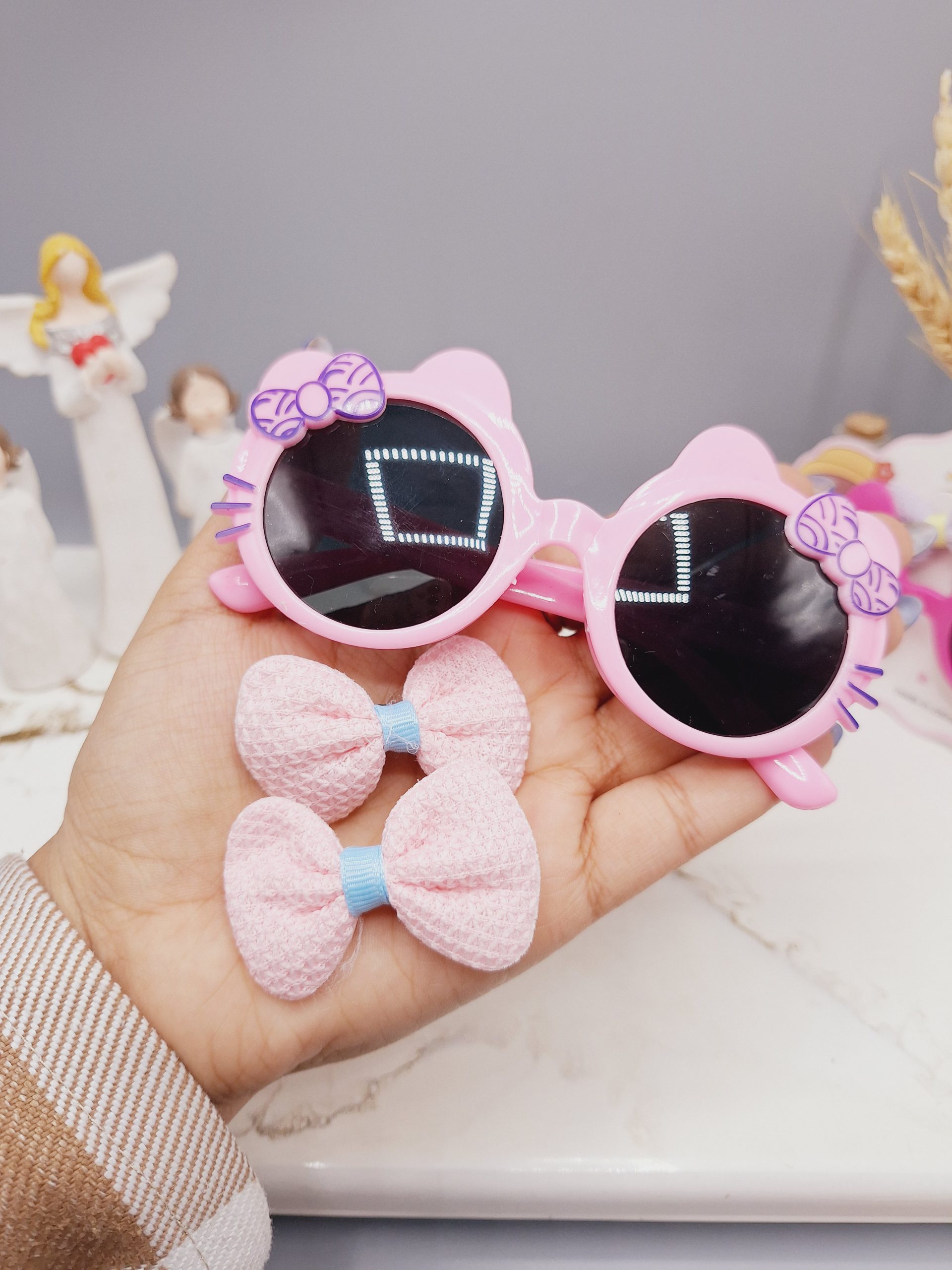 ست 2 تایی عینک و گیره مو طرح کیتی