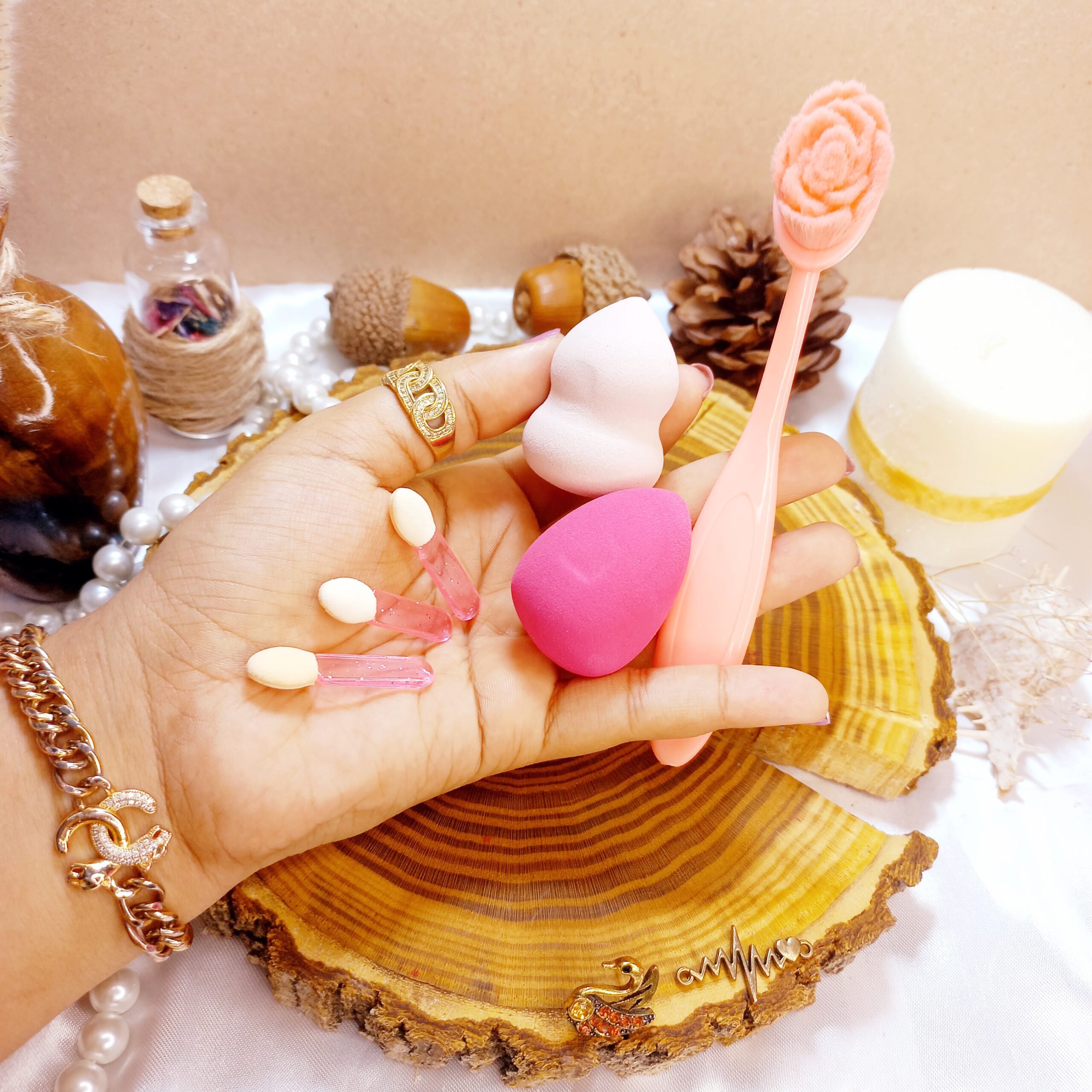 ست 6 تیکه براش قاشقی همراه پد اشکی و براش سایه 3D