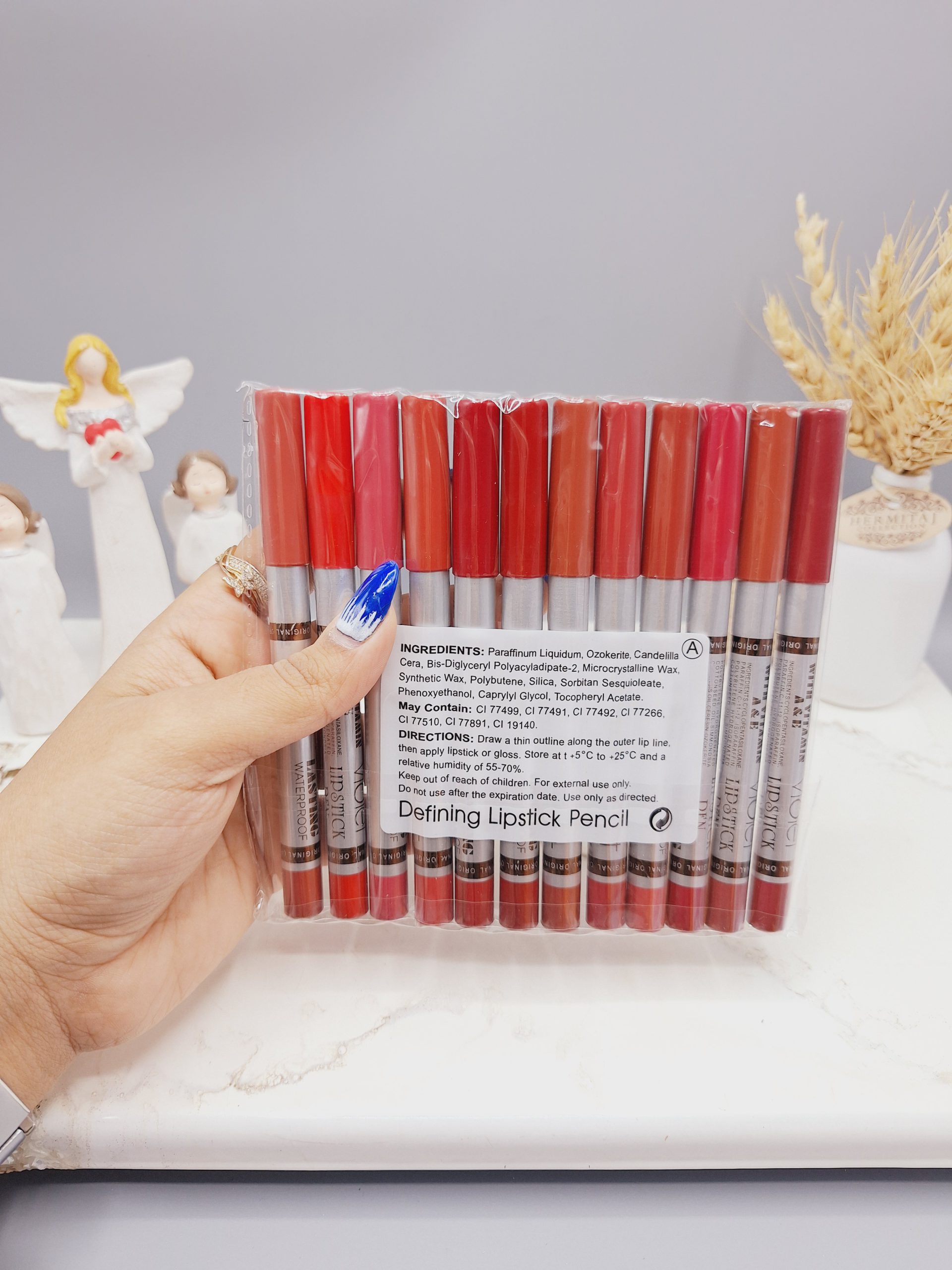 پک رژ مدادی 12 تایی برند ویولت violet (پوکه وسط نقره ای)