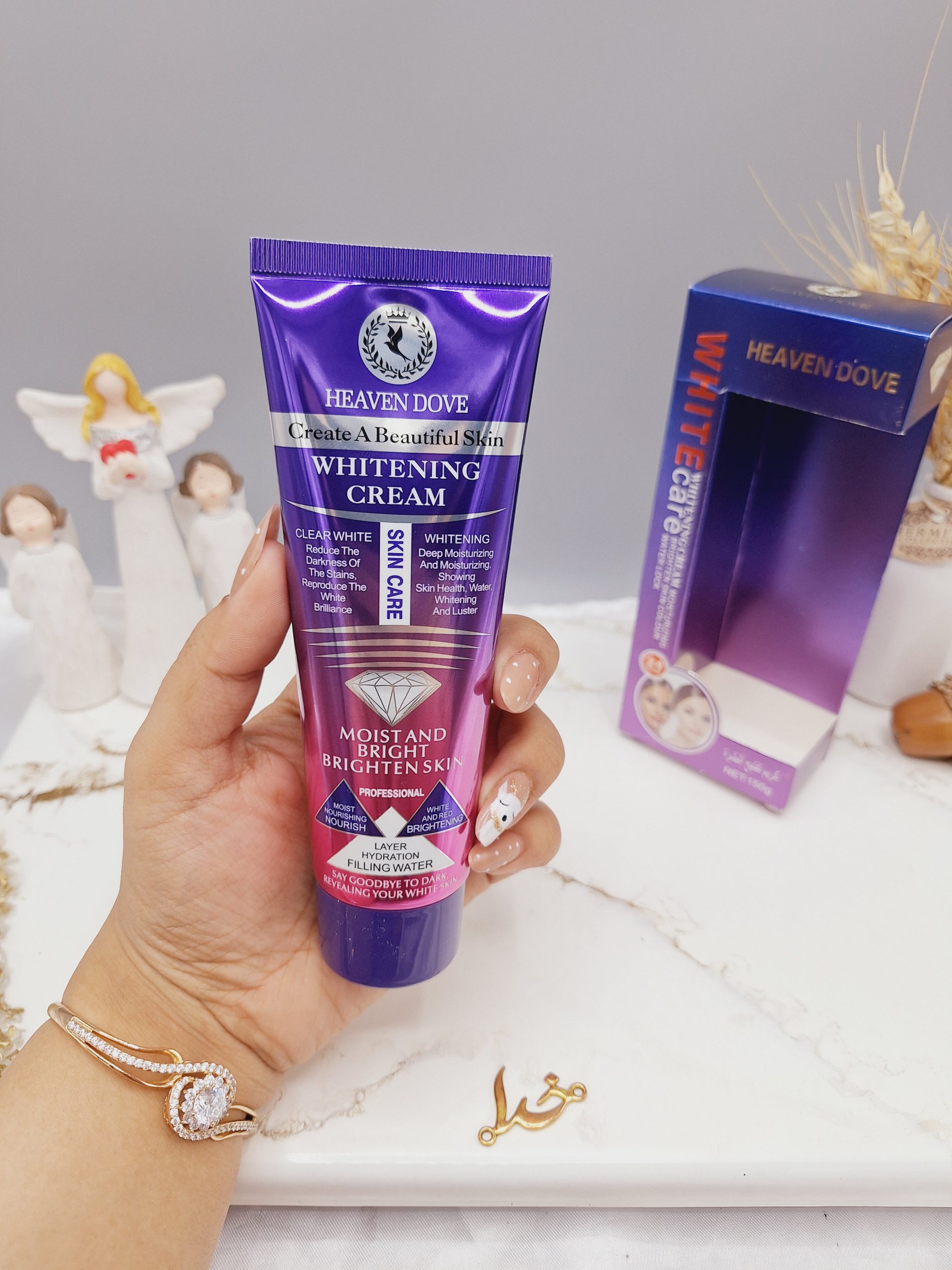 کرم تیوپی مراقبت از پوست سفید کننده و آبرسان پوست برند HEAVEN DOVE کارتن بنفش کد HD_1053 C