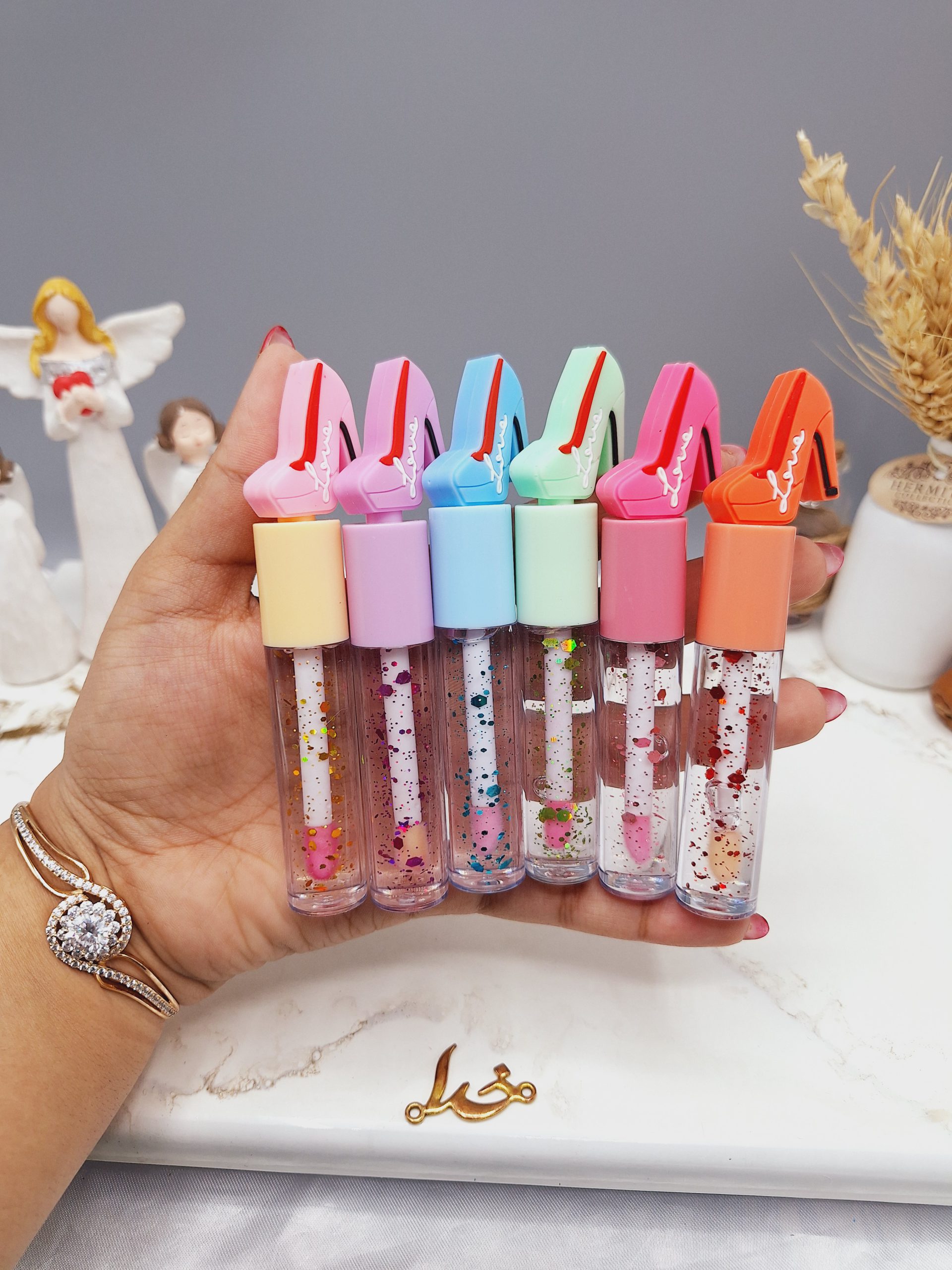 لیپ گلاس گلیتری طرح کفش سیندرلا کد LC8152