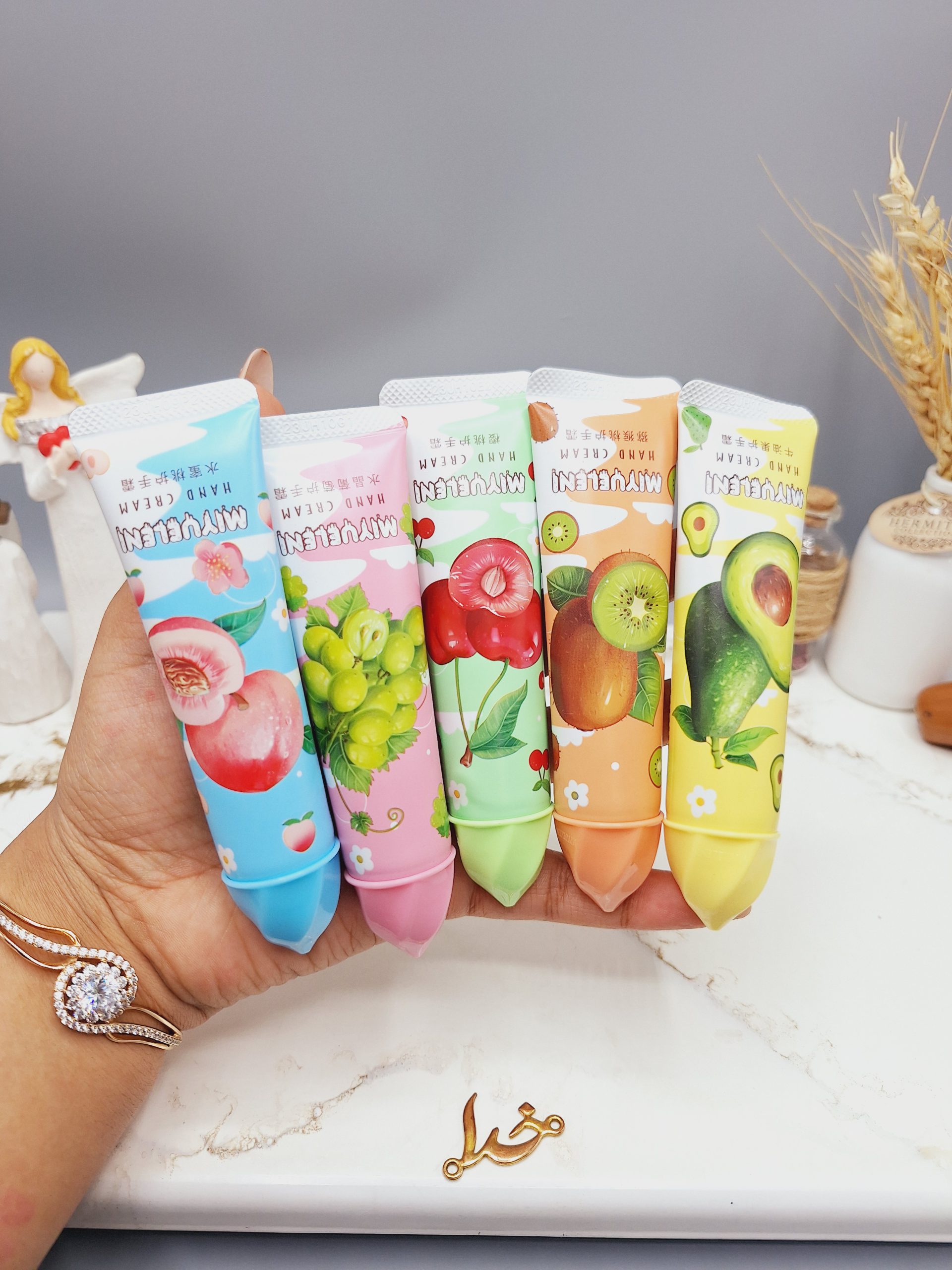 پک پنج عددی کرم دست مدل شکوفه طرح میوه های تابستونی برند MIYUELENI کد 7869