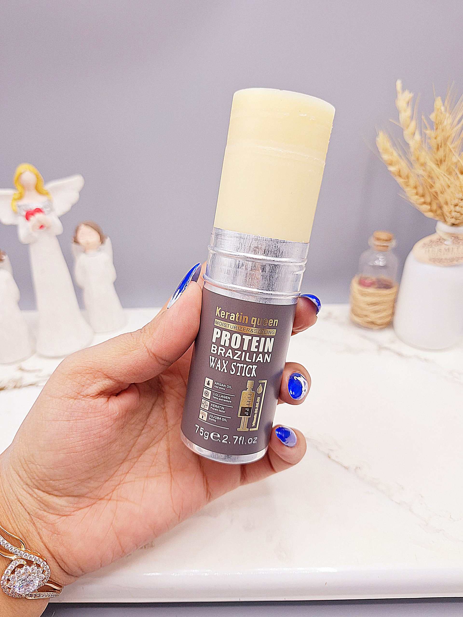 وزگیر مو استیکی پروتئینه و ویتامینه برند كراتين كوئين ساخت برزیل کد 41960