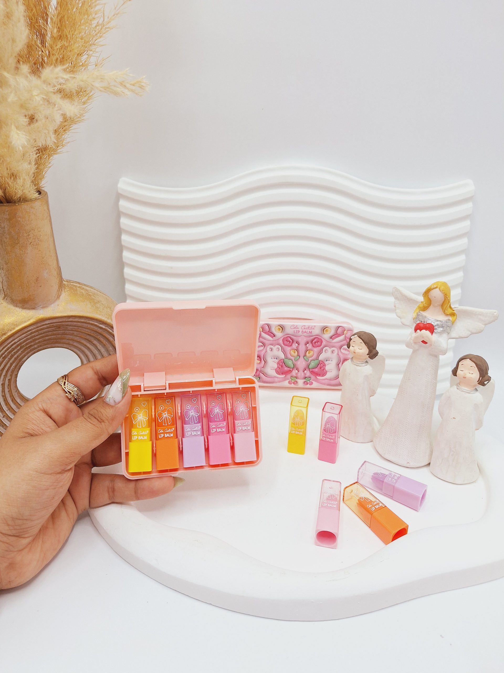 پک بالم لب 5 تایی رنگارنگ طرح خرس مهربون کد 8099-5