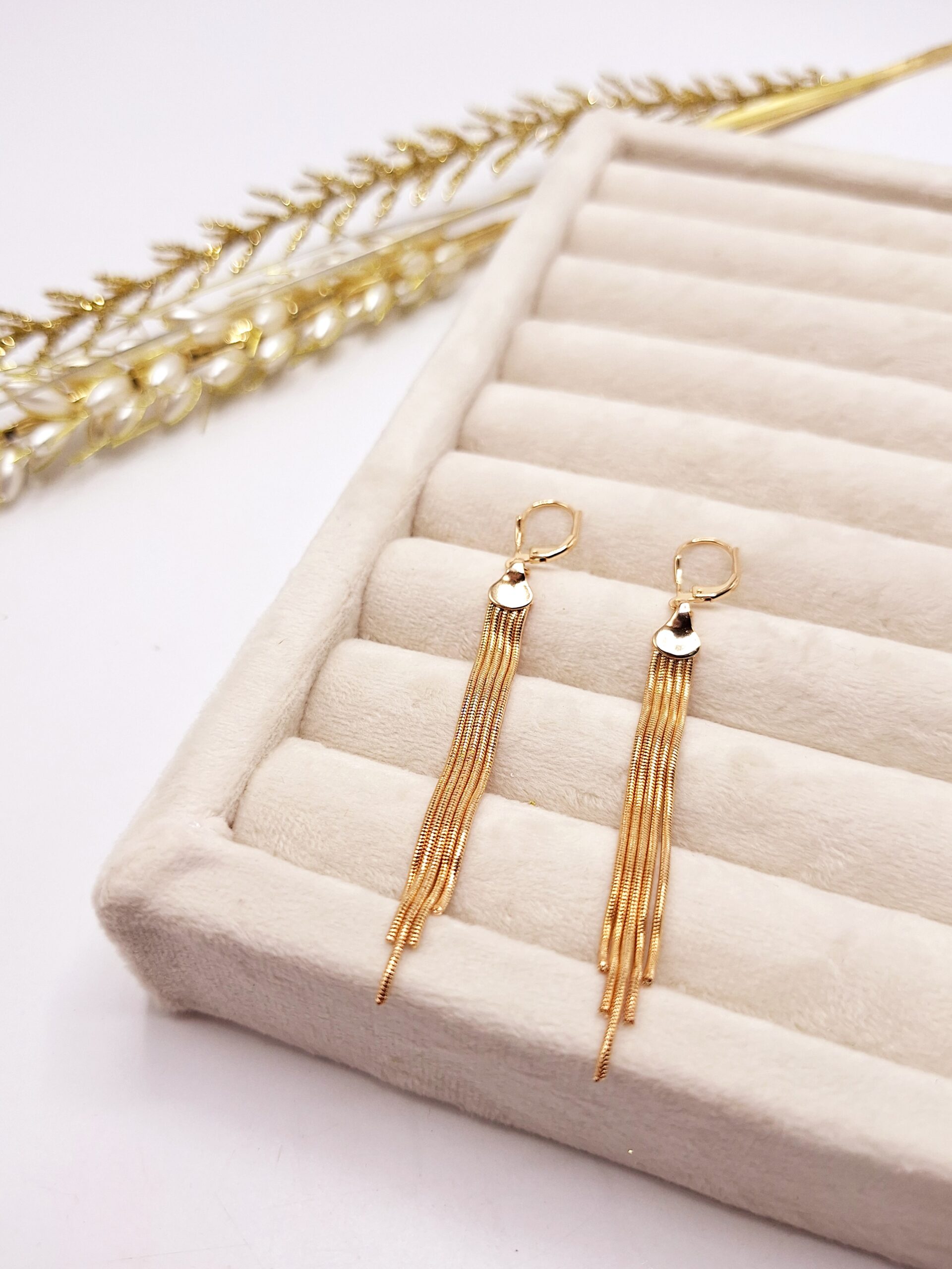 گوشواره طلایی طرح آویز رشته ای برند ژوپینگ