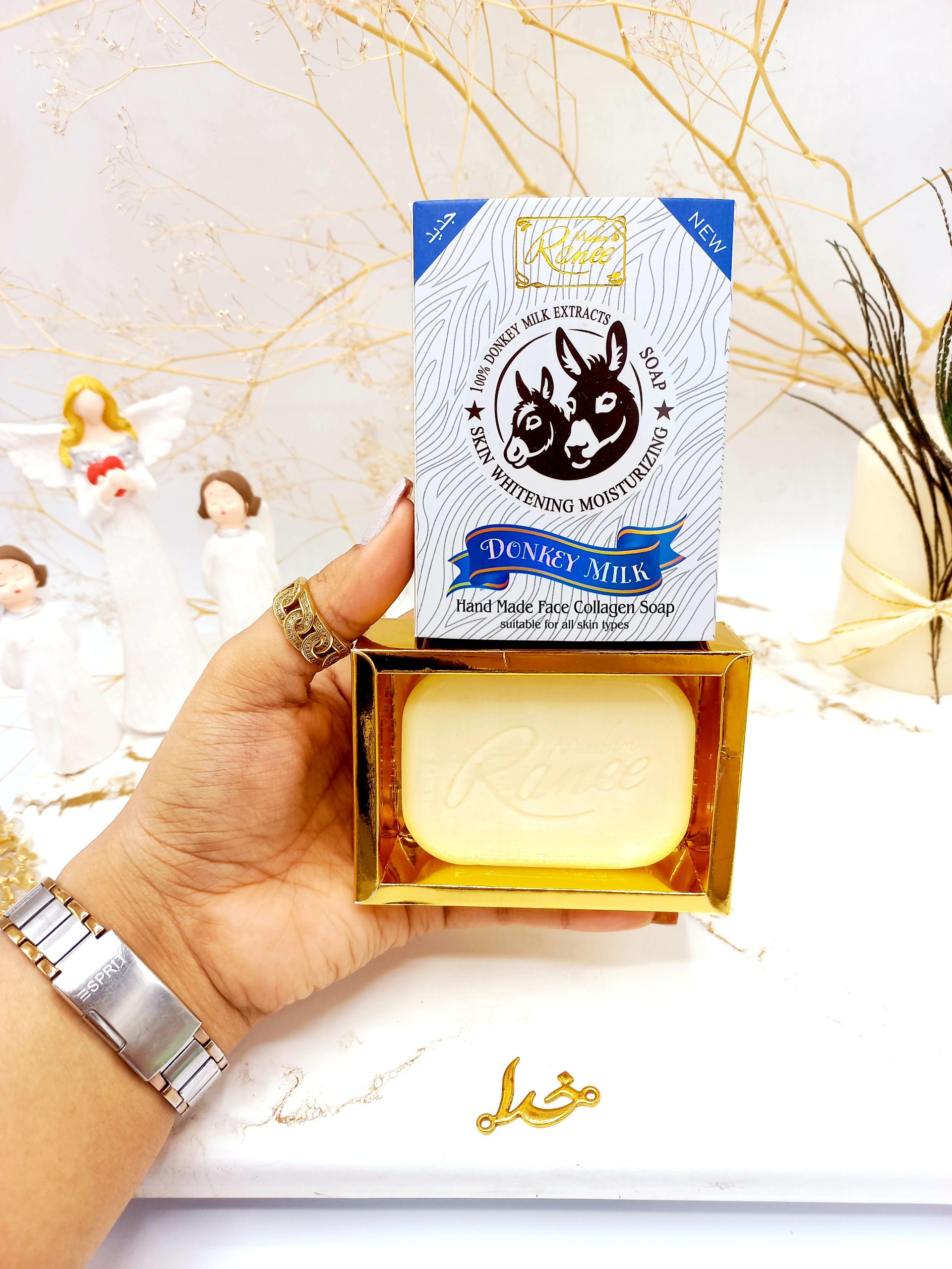 صابون سفیده کننده و کلاژن ساز دست و صورت شیر الاغ رنه Ranee کد 1691