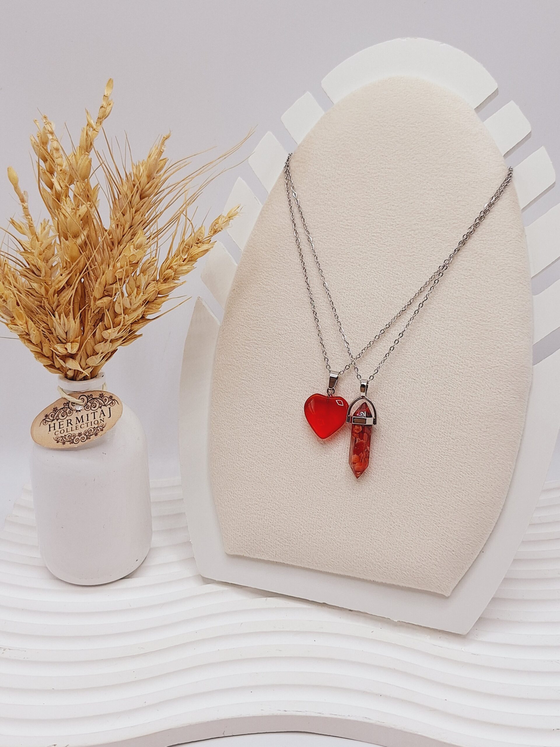 ست دو نفره طرح قلب و منشور (قرمز)