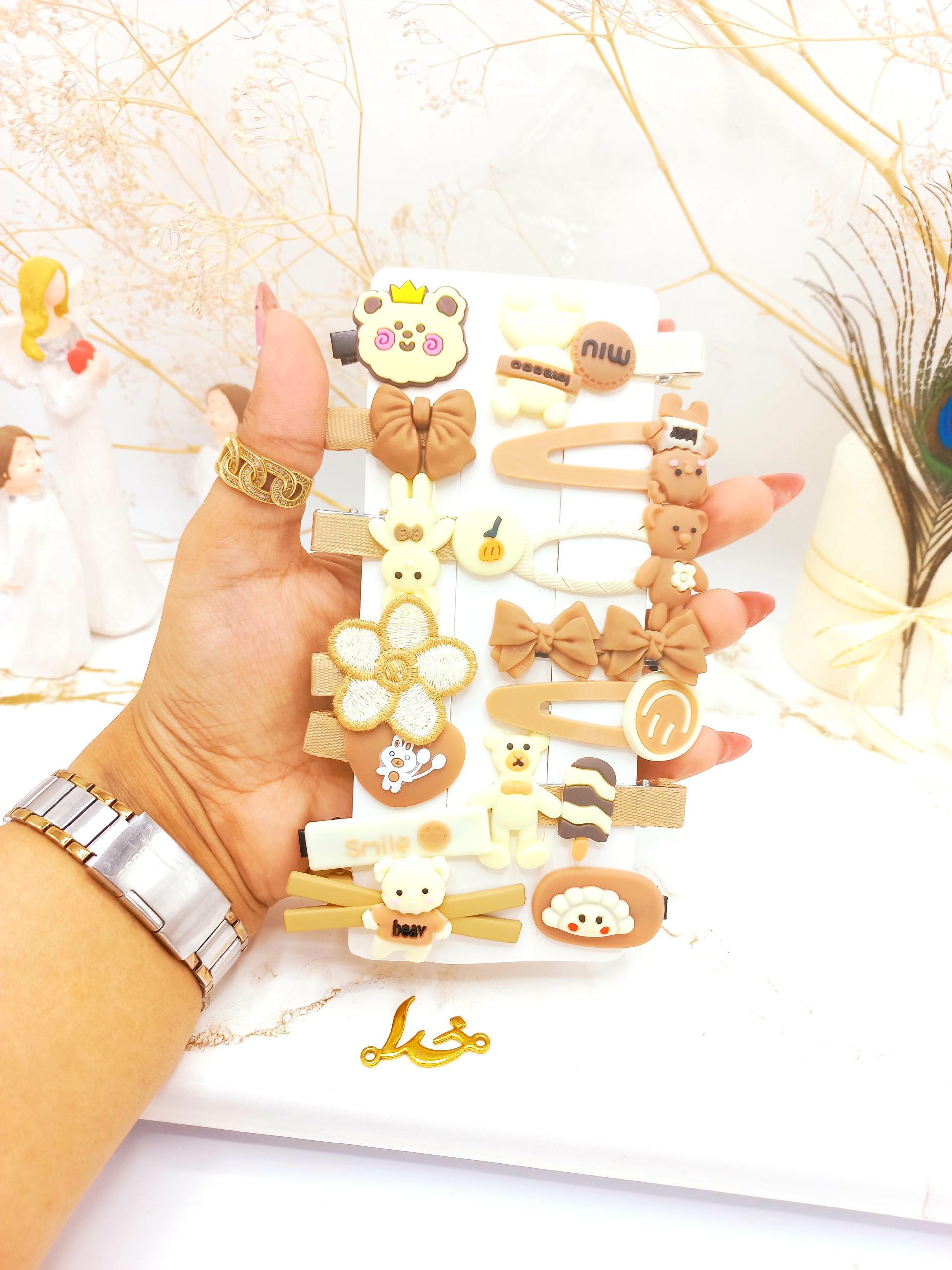 پک گیره و پنس مو دخترانه خرسی نود 14 عددی