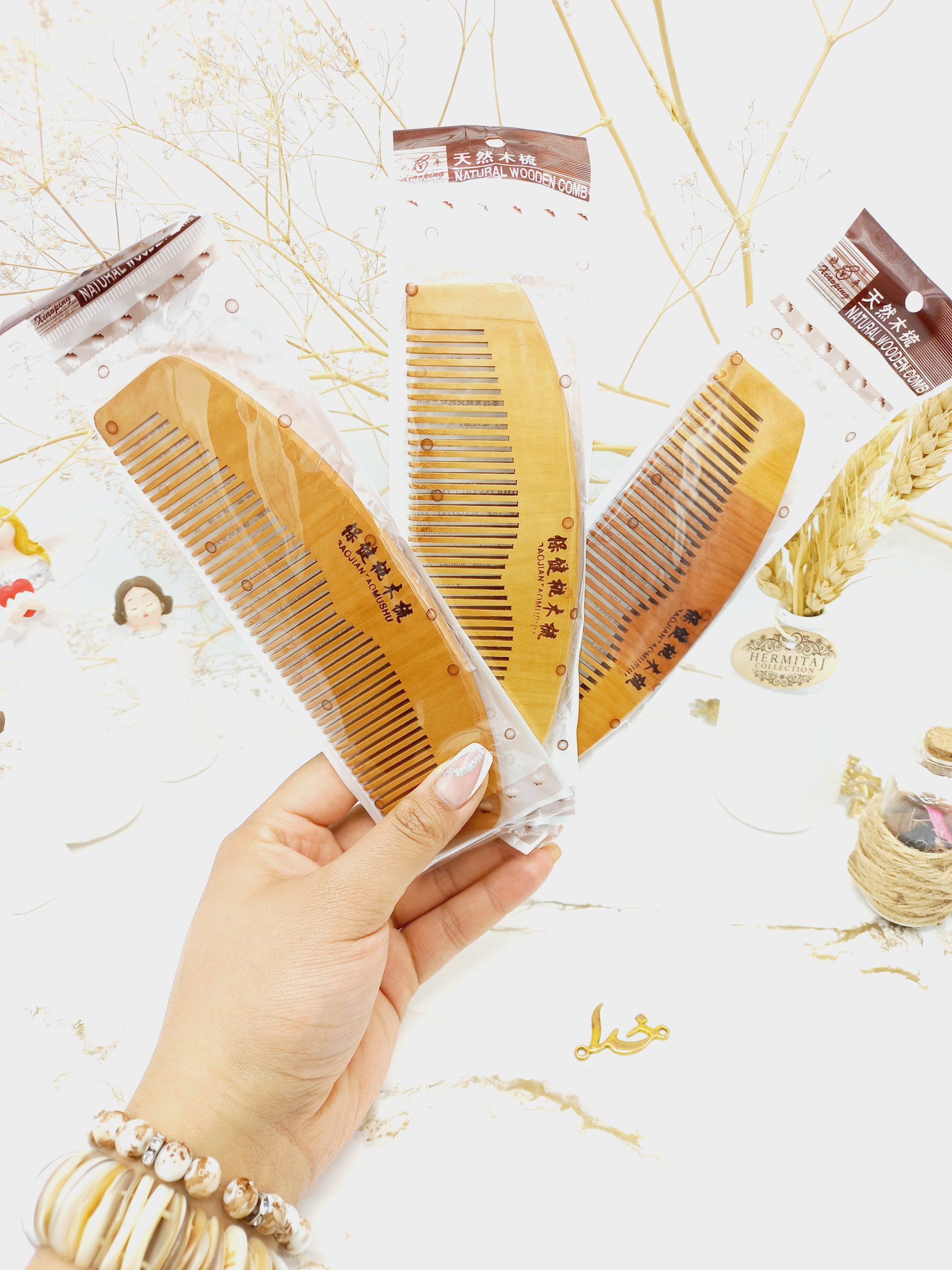 شانه چوبی منحنی طرح شماره 1