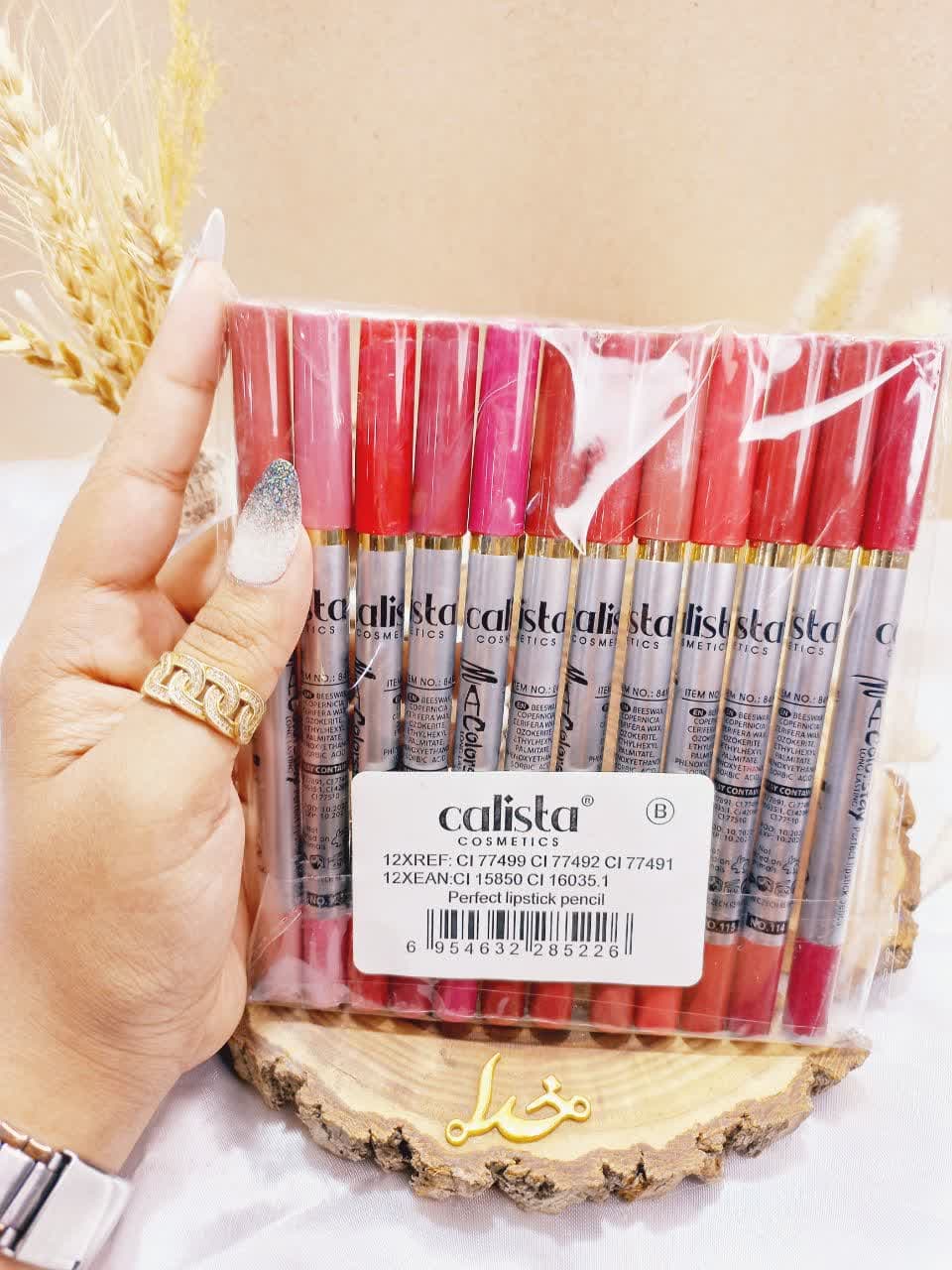 رژ مدادی پرطرفدار کالیستا پوکه نقره ای بسته 12 عددی