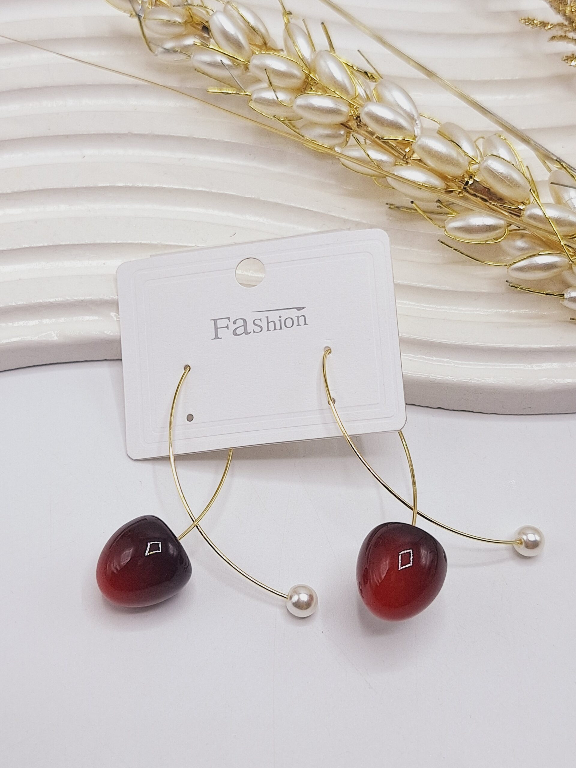 گوشواره گیلاسی آویز دار مراوریدی کد 4