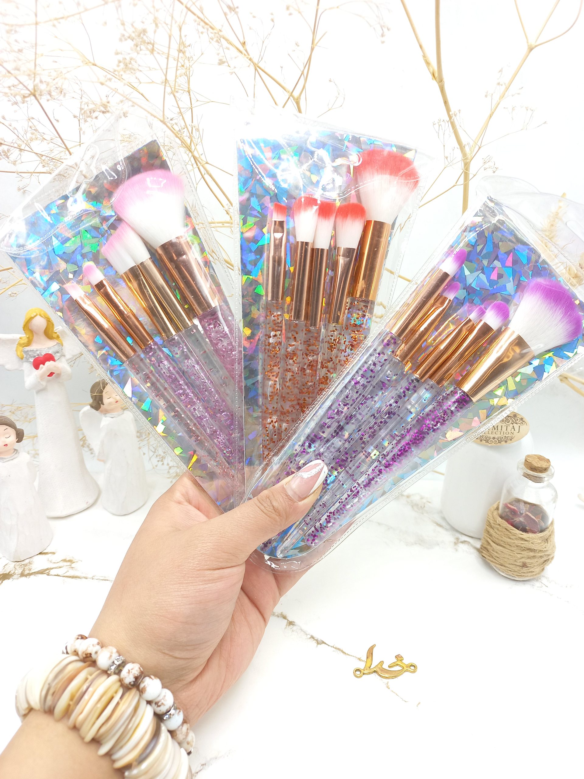 براش پنج تیکه دسته شاین دار برند فلواور سکرت FLOWER SECRET کد JQ01