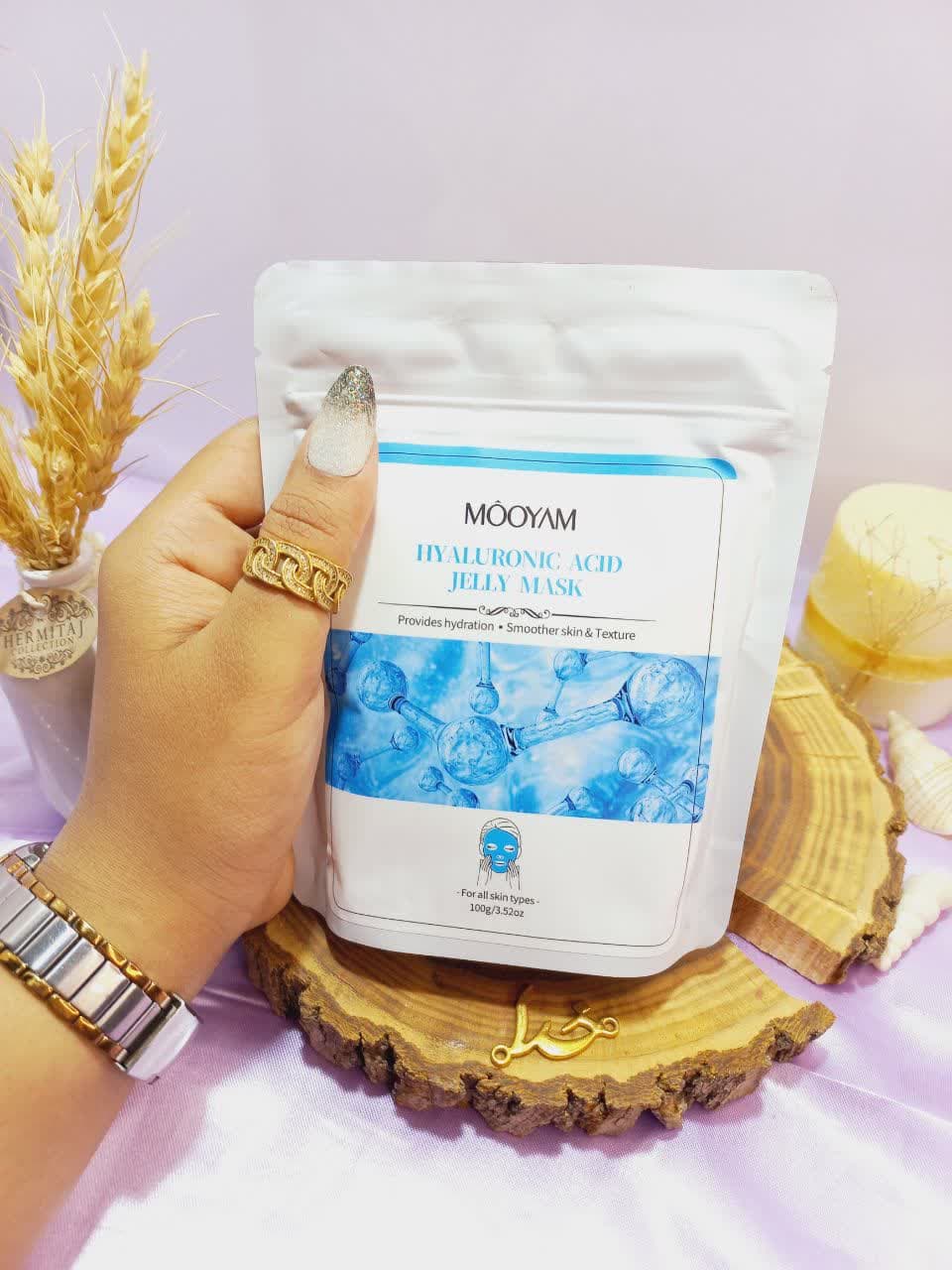 ماسک پودری 100 گرمی جوانسازی مویام MOOYAM با عصاره هیالورونیک اسید HYALURONIC ACID ساخت چین