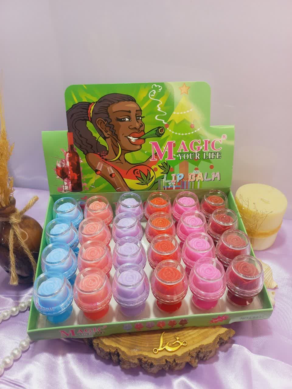 بالم لب طرح جام گل رز برند مجیک MAGIC کد LS832