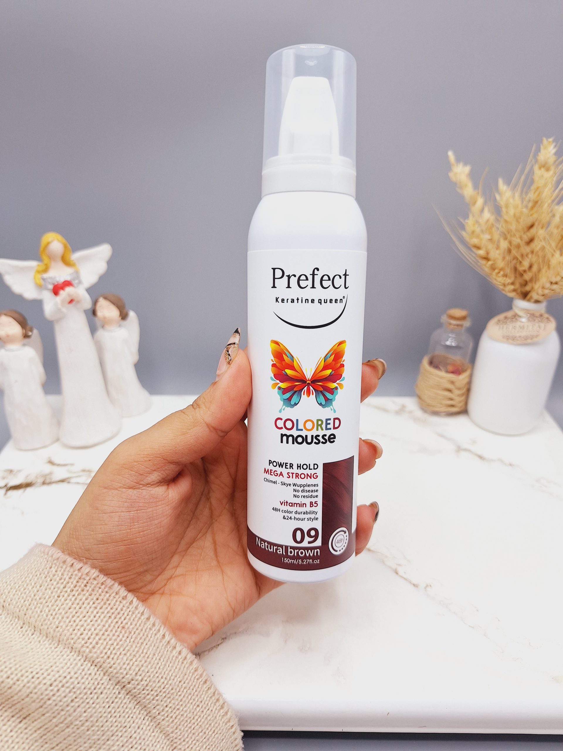 موس مو رنگی برند پرفکت شماره 09 Natural brown قهوه ای طبیعی حجم 150 میل کد 2415