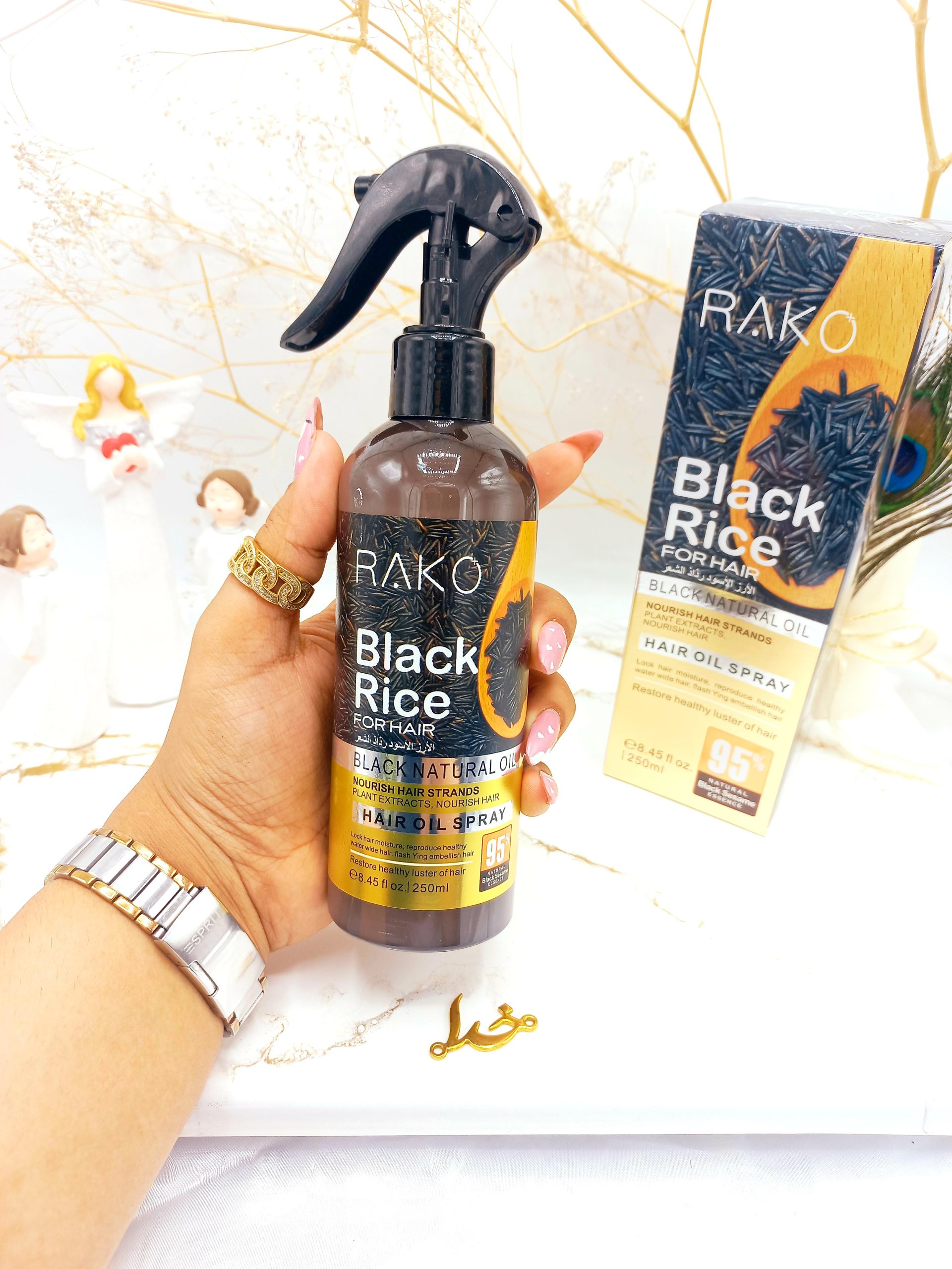 اسپری دو فاز مدل روغن برنج سیاه حجم 250 میل برند راکو RAKO اصلی کد RK1092| پخش عمده