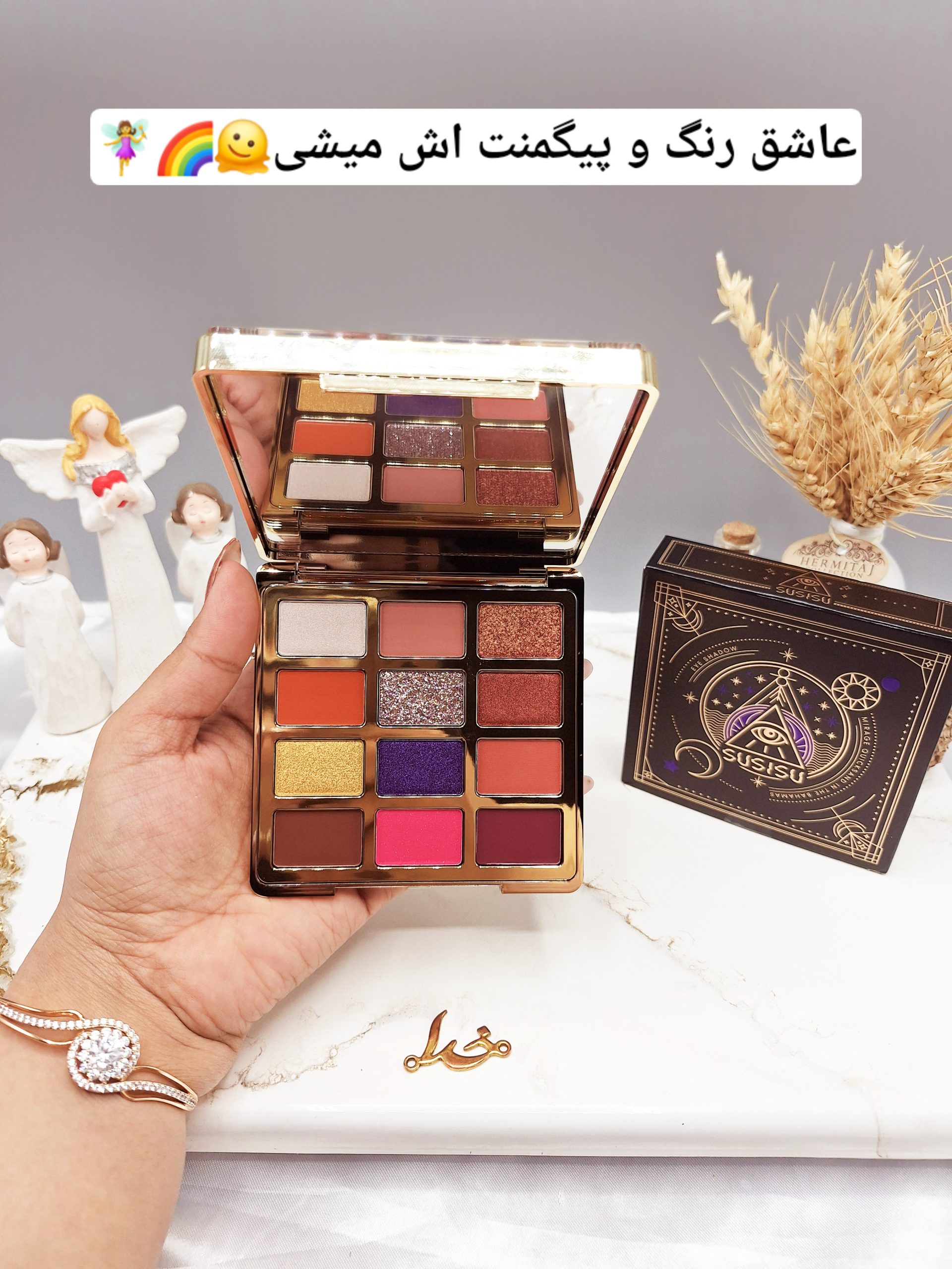 سایه چشم ۱۲ رنگ آکواریومی همراه با آینه برند SUSISU کد 0251