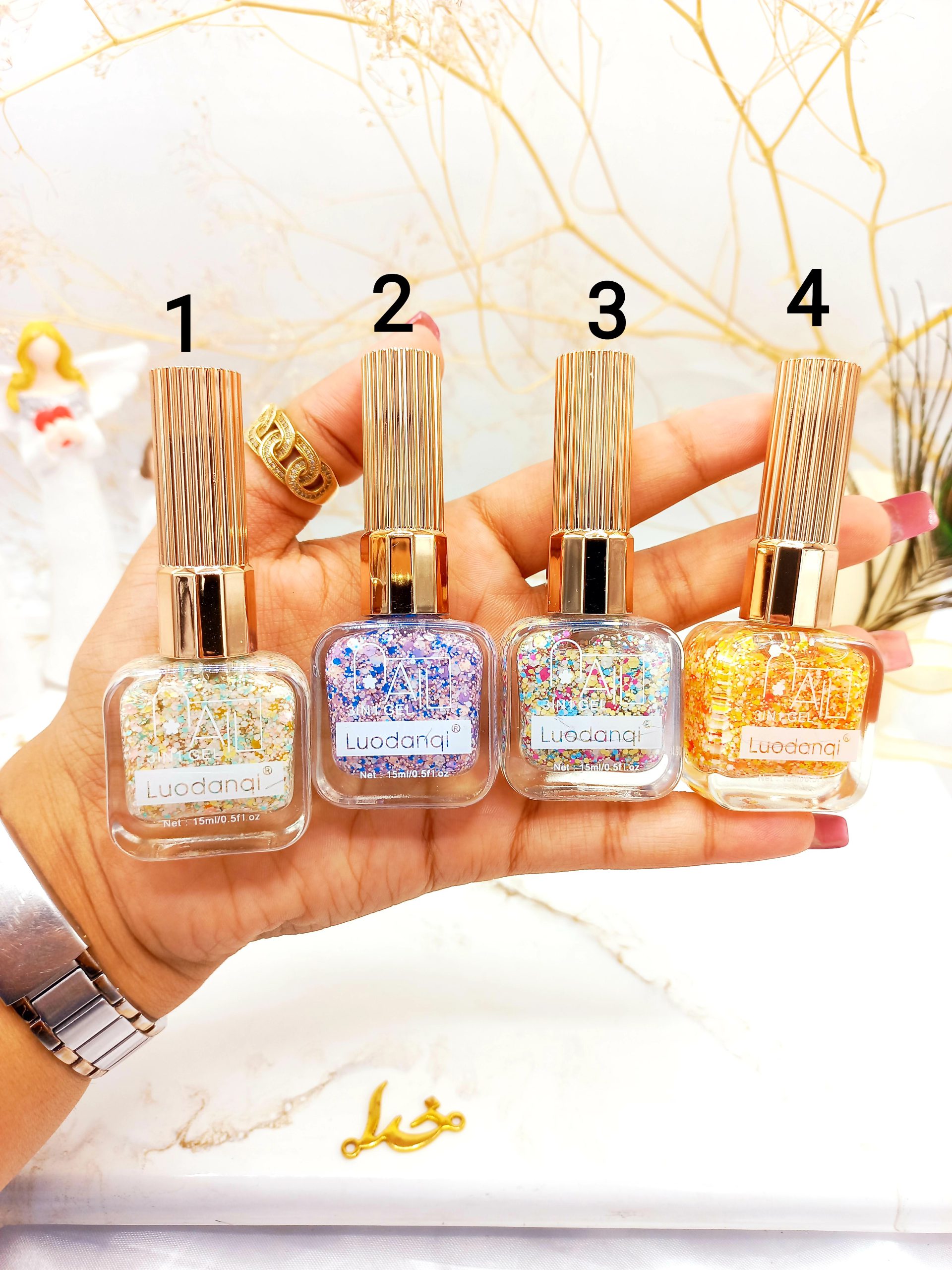 لاک ناخن زیبایی گلیتری لادونکی luodanqi کد 2847