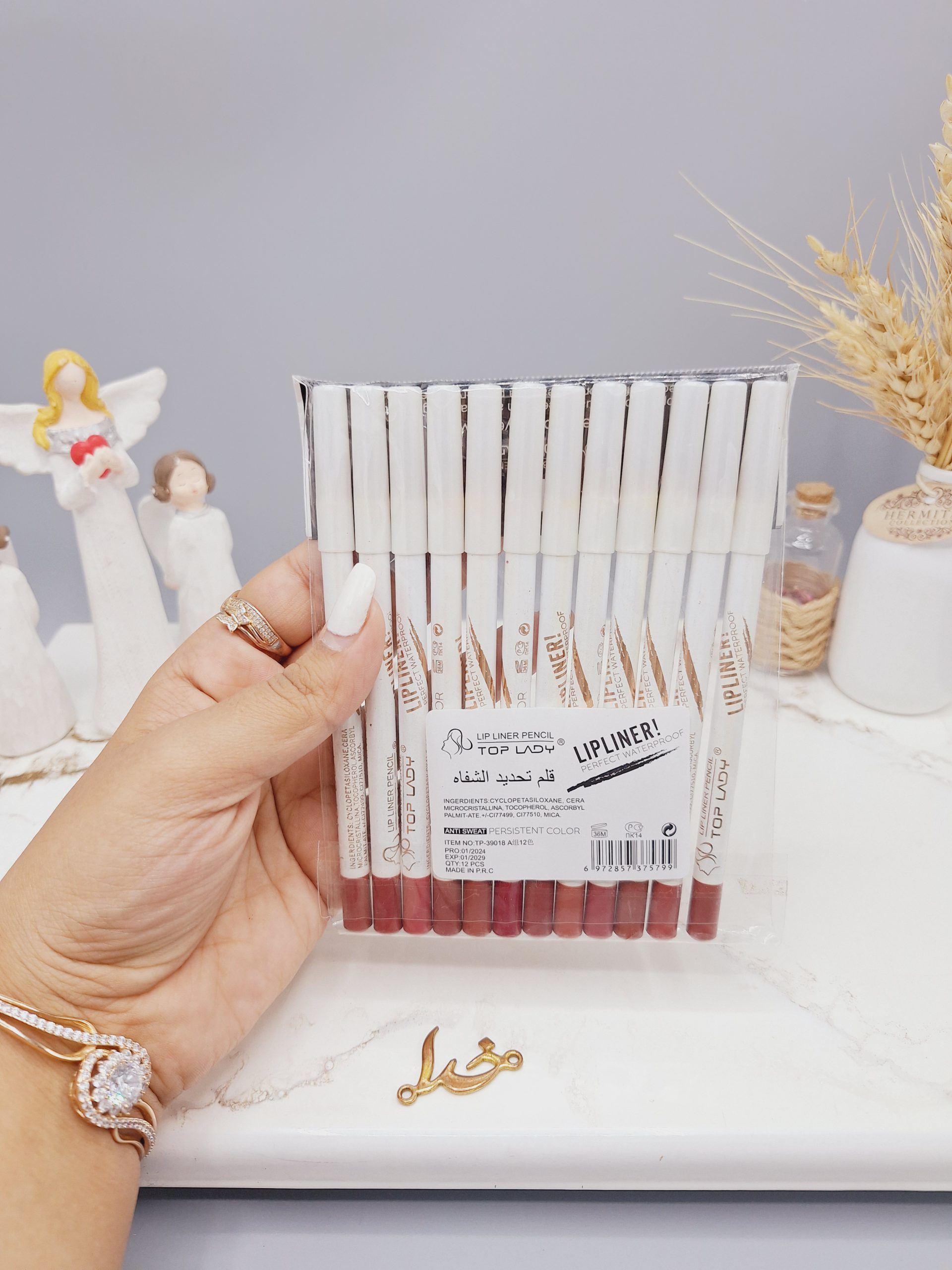 پک 12 تایی خط لب مدادی برند TOP LADY کد 5799