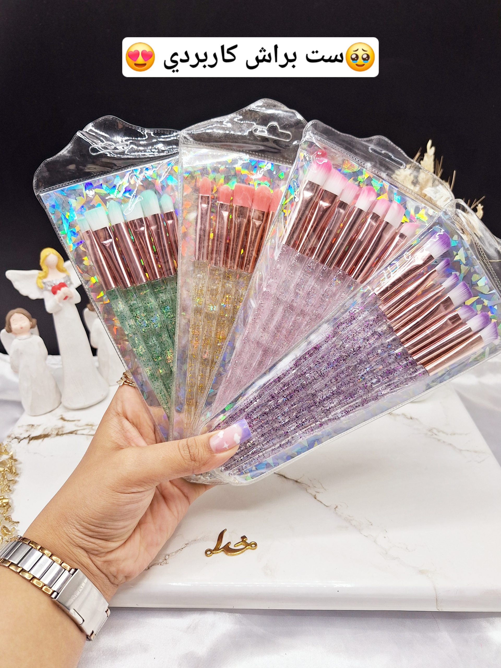 براش 7 تیکه دسته شاین برند Makeup Brush کد 8566