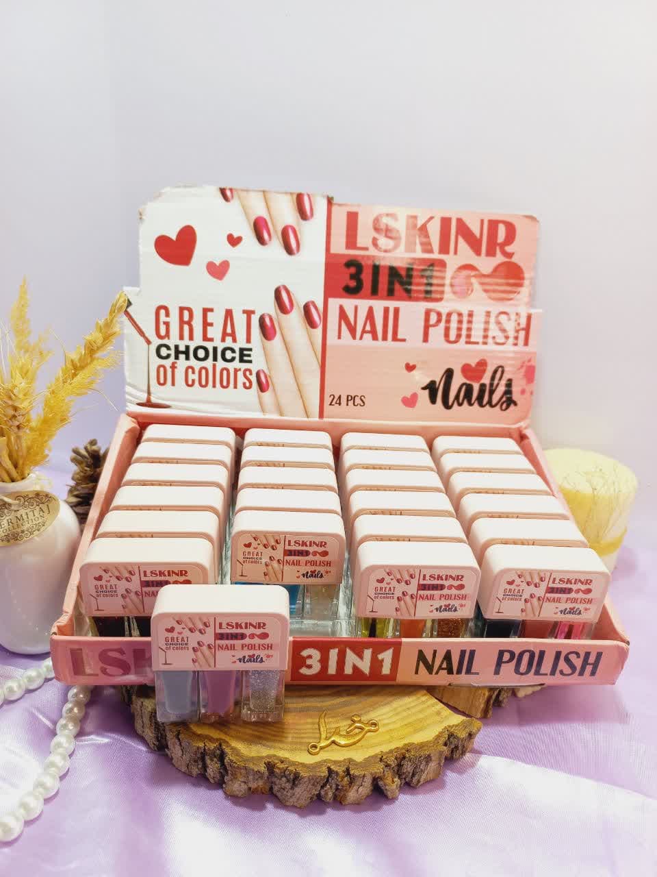 لاک سه قلو پرطرفدار نایلی پولیش لسکینر NAIL POLISH LSKINR کد 9008 | پخش عمده