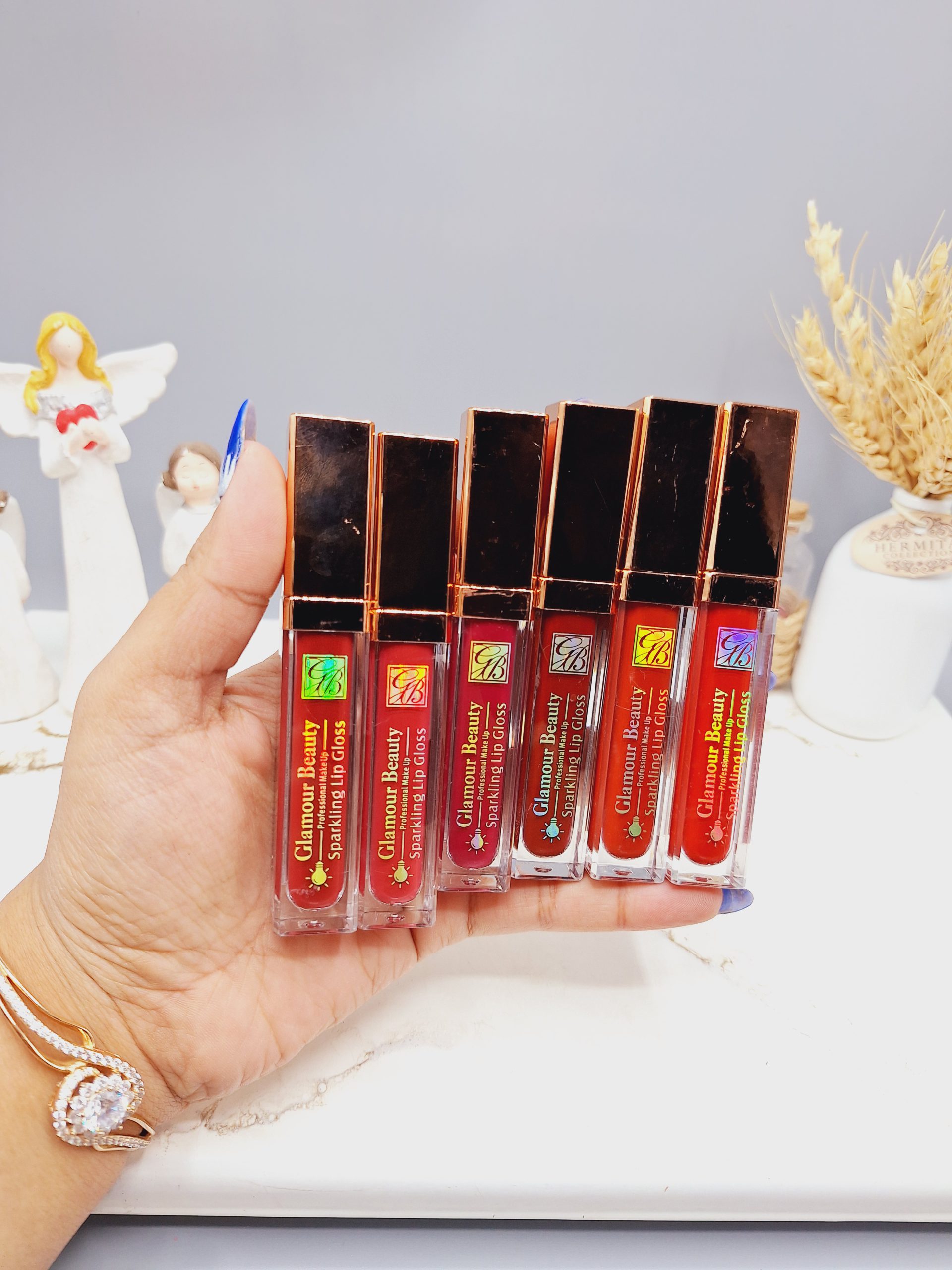 پک 6 تایی رژ مایع درخشان برند Glamour Beauty کد GM001