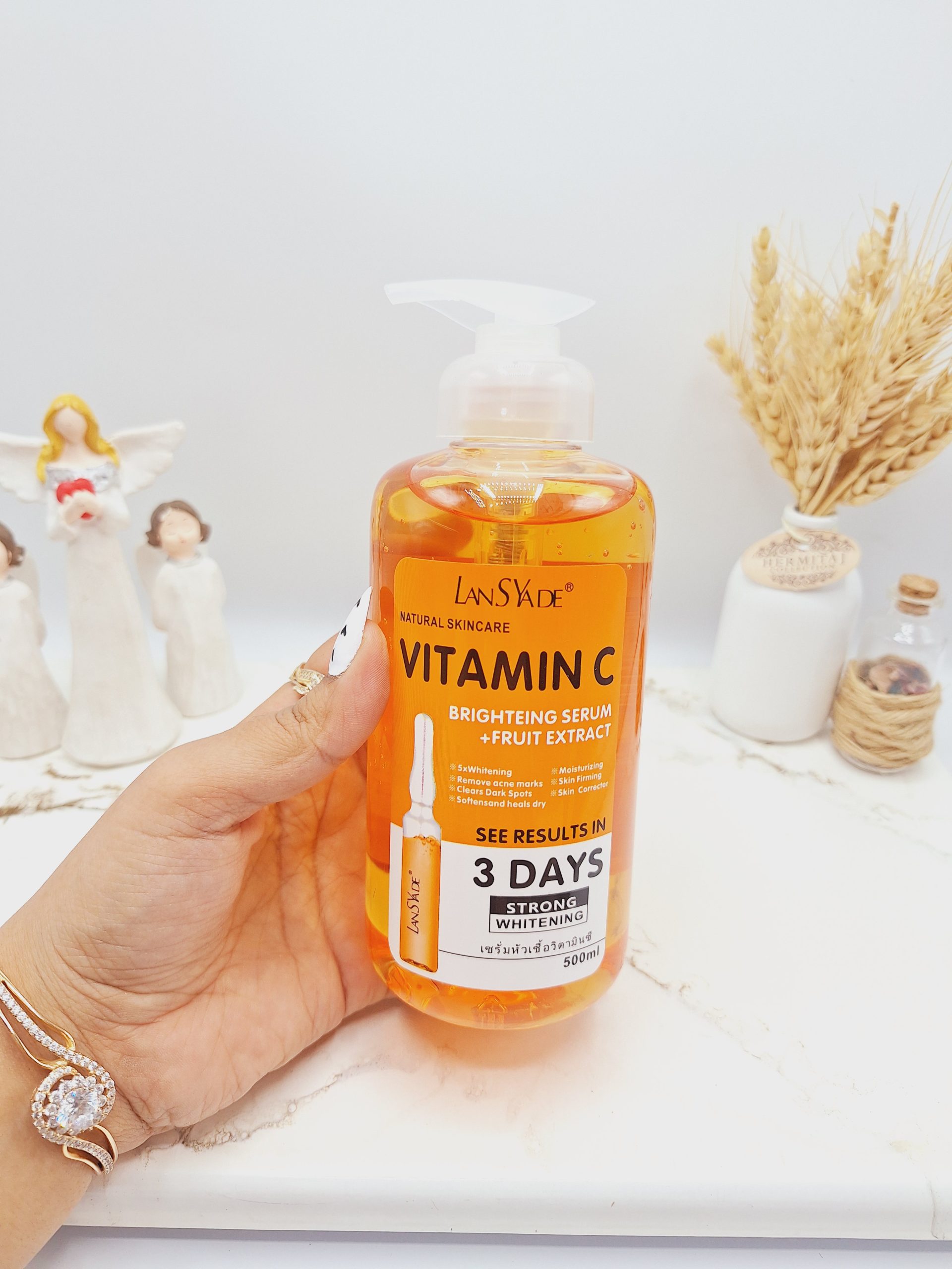 سرم رفع تیرگی و ضد لک قوی تمام بدن  VITAMIN C در 3 روز برند لنسیاد حجم 500 میل کد 6822 ( رنگ نارنجی)